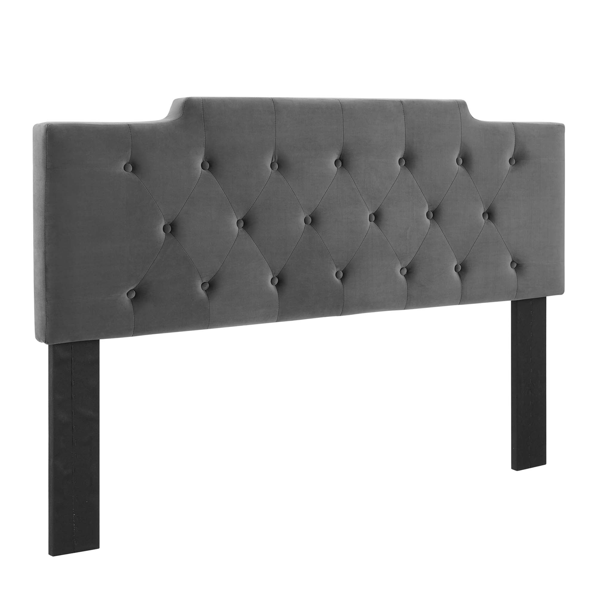 Juliet Tufted Performance Velvet Headboard - Charcoal