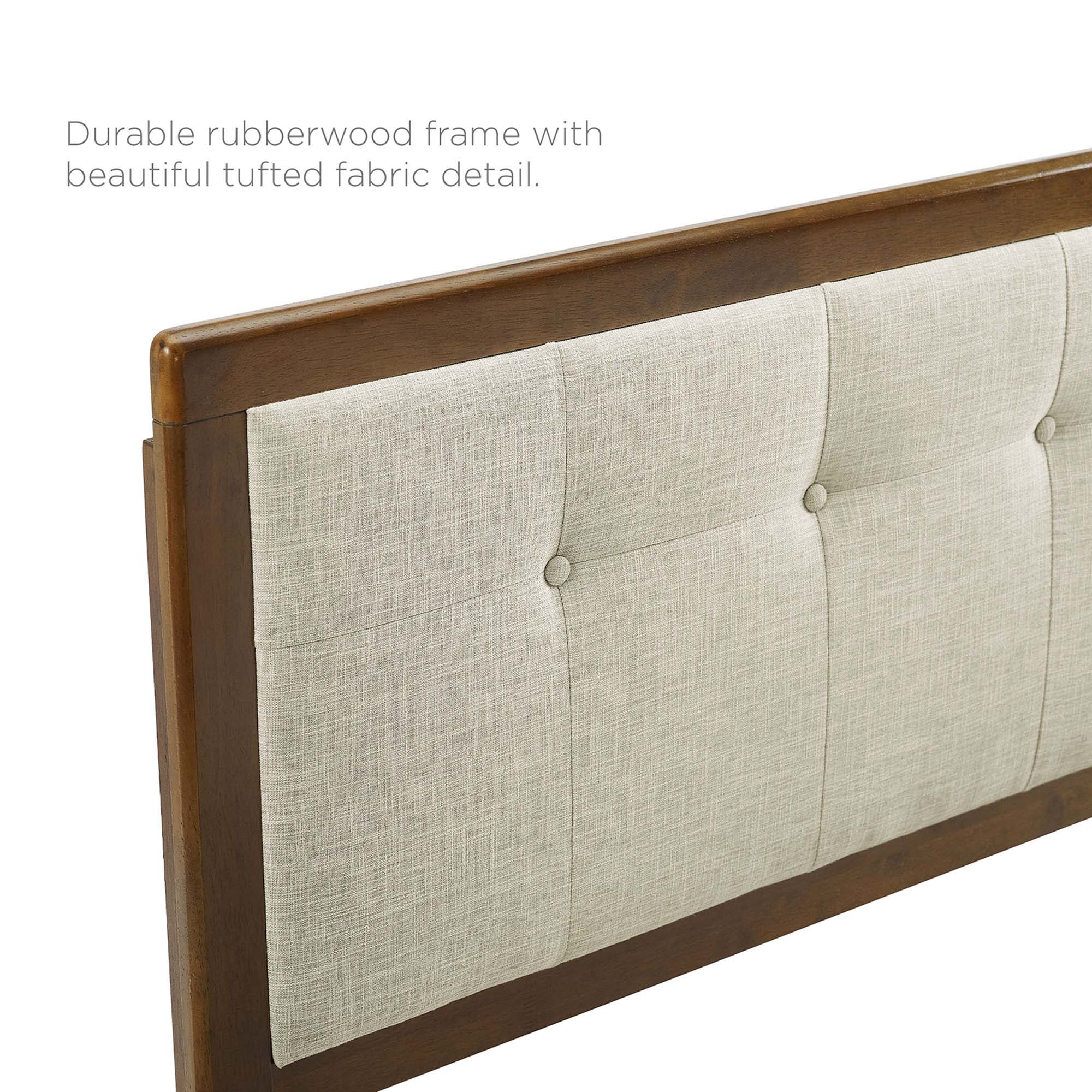 Draper Tufted Fabric and Wood Full Headboard - Walnut Charcoal