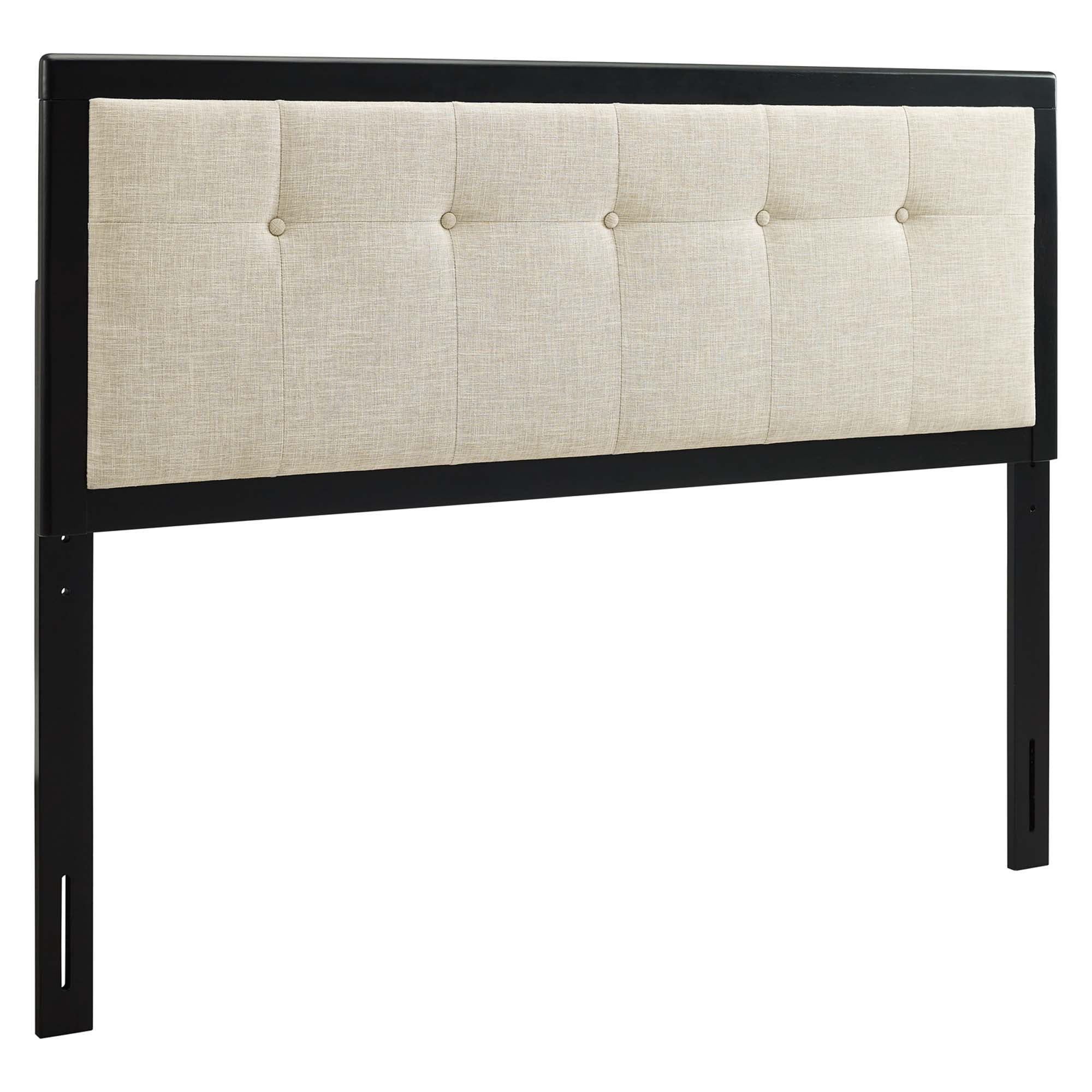 Draper Tufted Fabric and Wood Queen Headboard - Black Beige