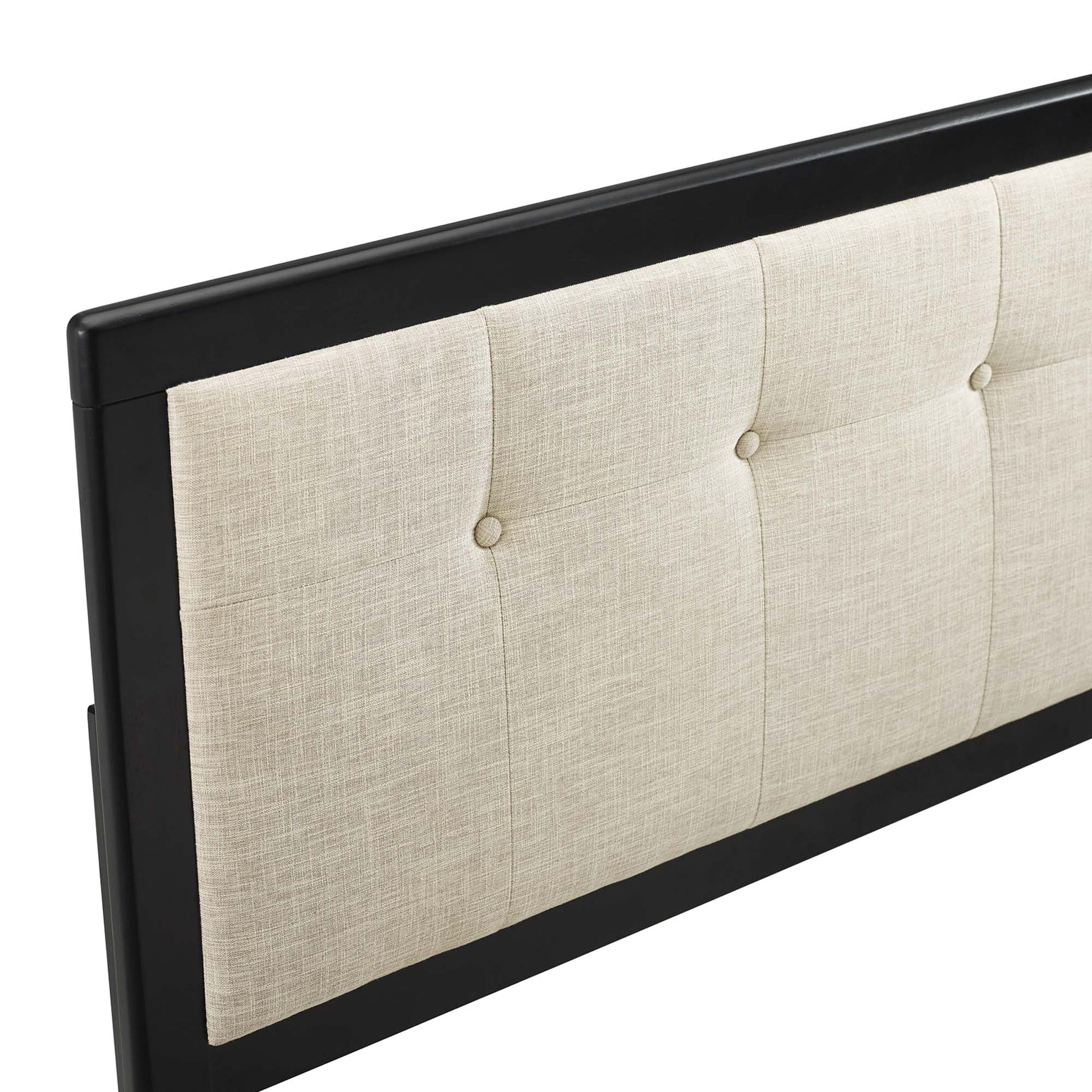 Draper Tufted Fabric and Wood King Headboard - Walnut Beige