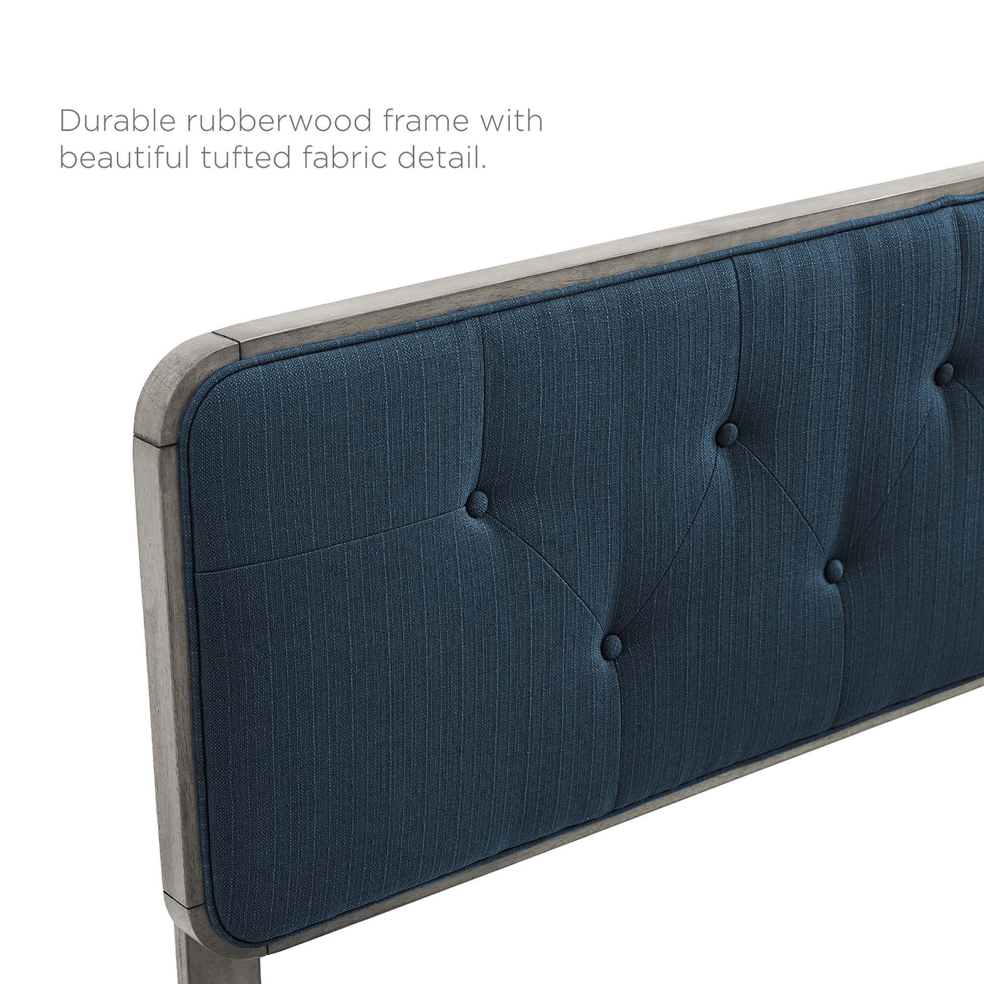 Collins Tufted Fabric and Wood Headboard - Walnut Beige