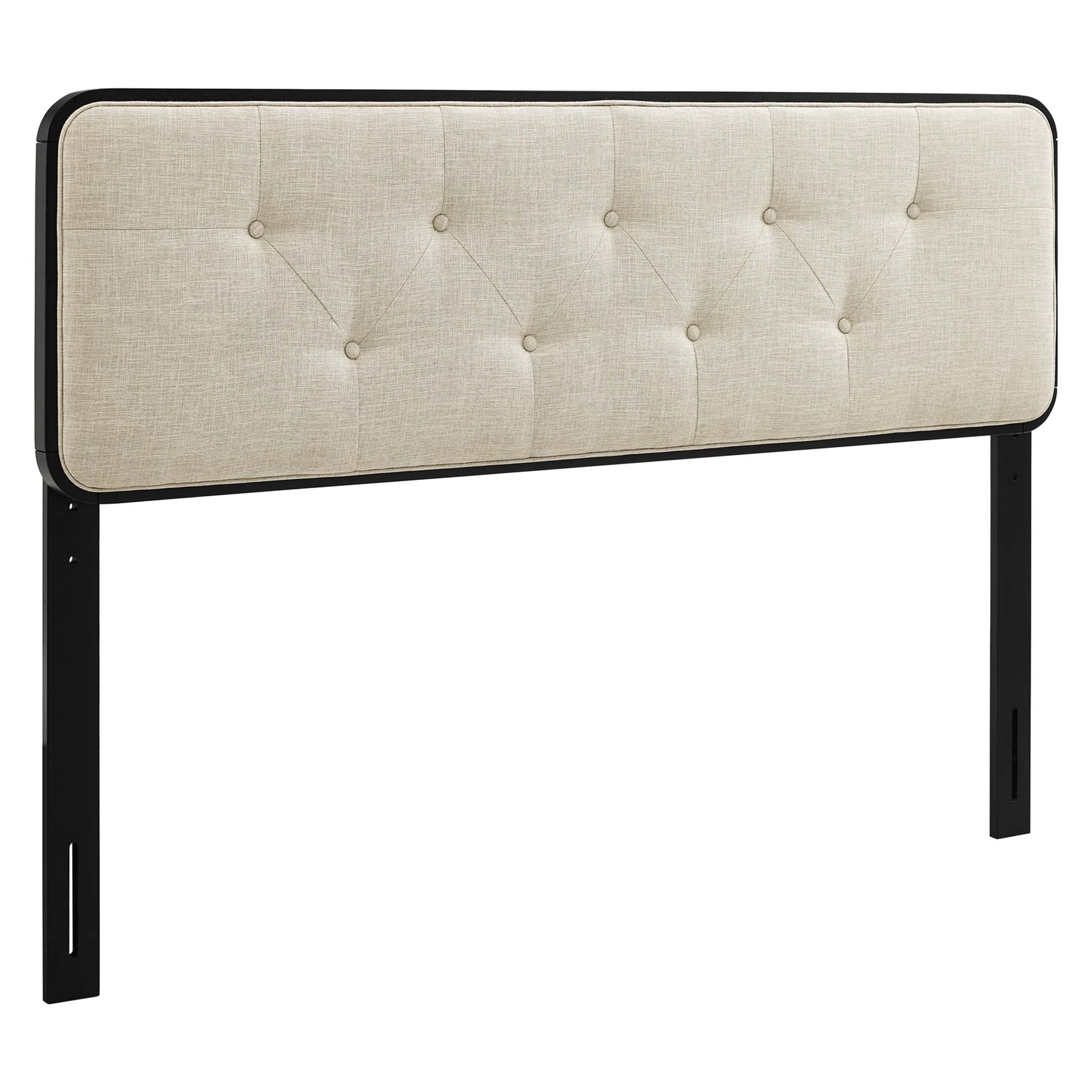 Collins Tufted Fabric and Wood Queen Headboard - Black Beige