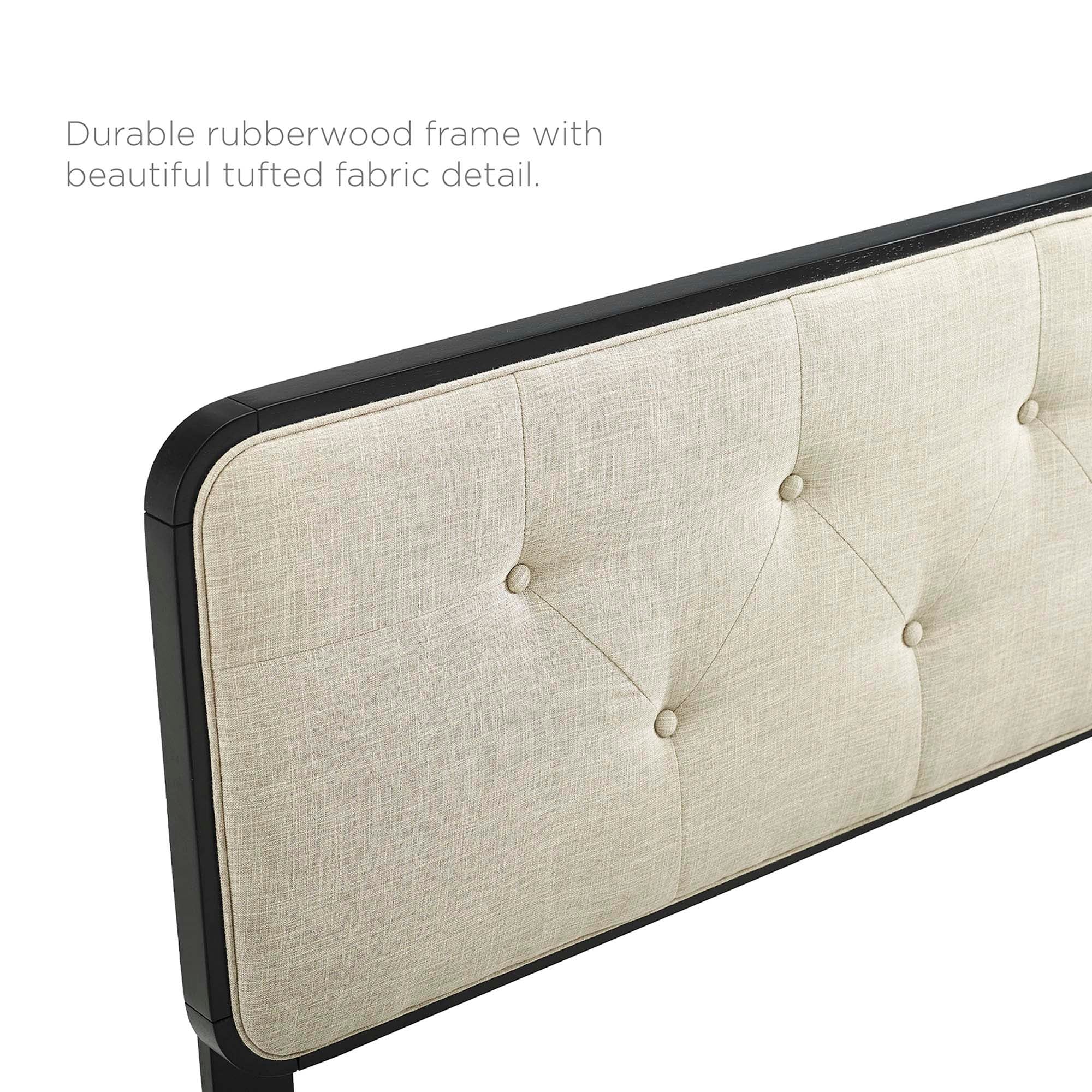 Collins Tufted Fabric and Wood Queen Headboard - Walnut Beige