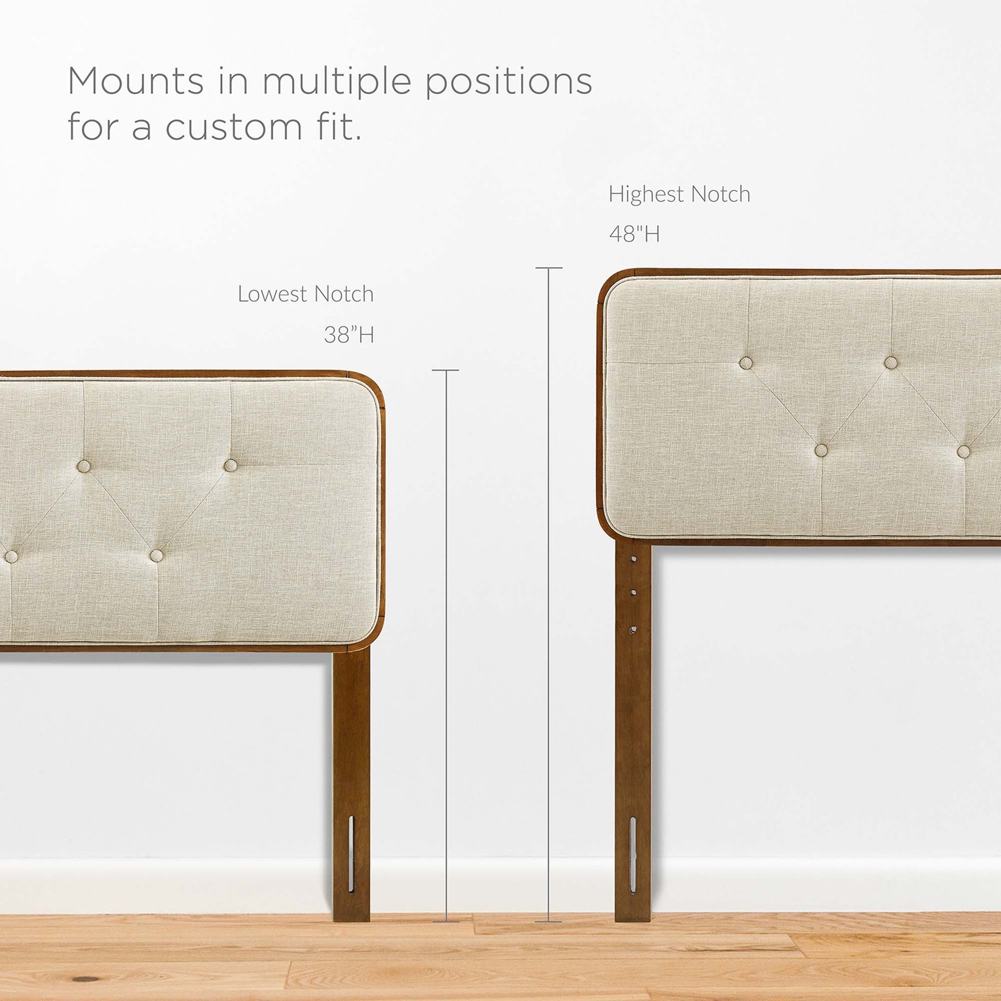 Collins Tufted Fabric and Wood King Headboard
