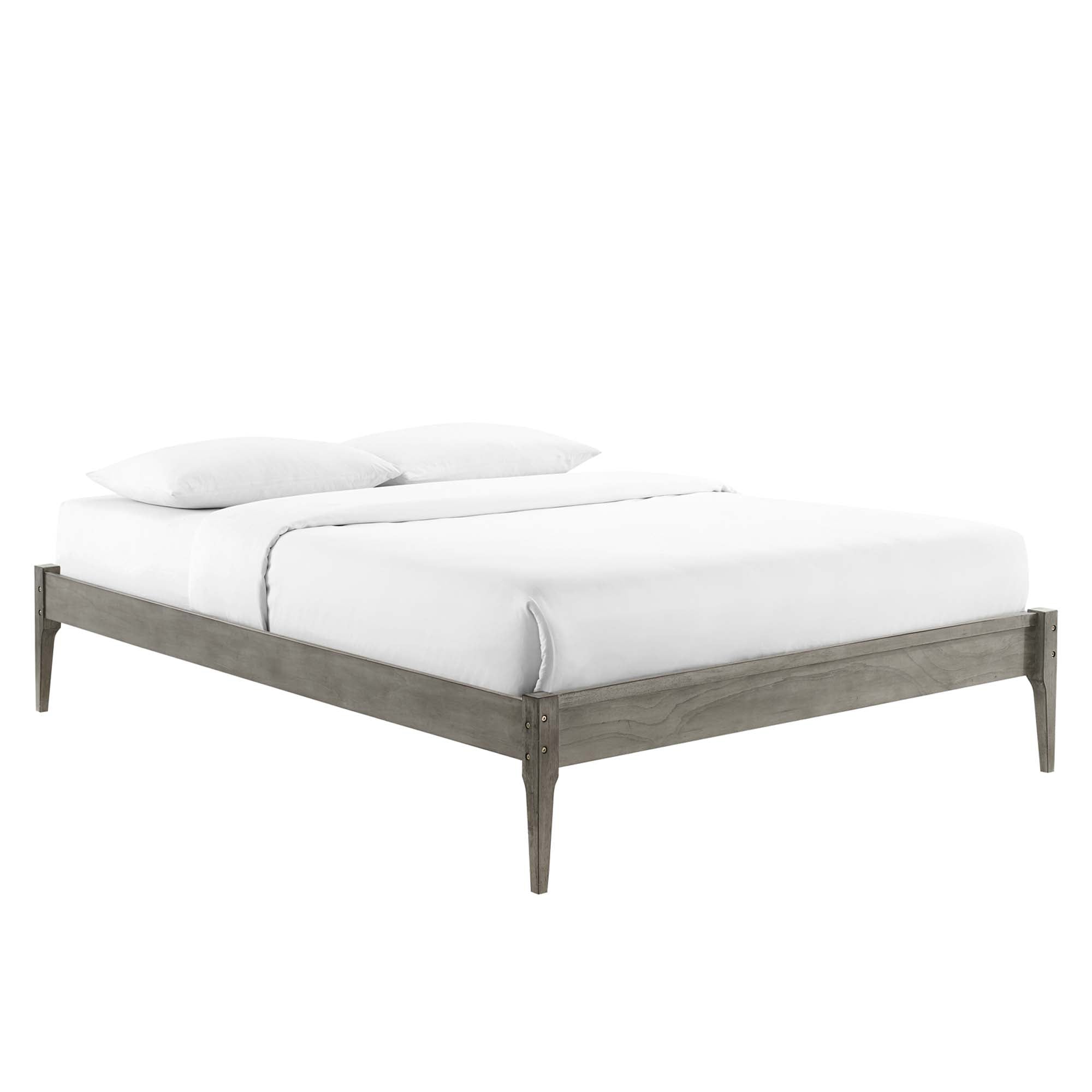 June Wood Full Platform Bed Frame - Gray