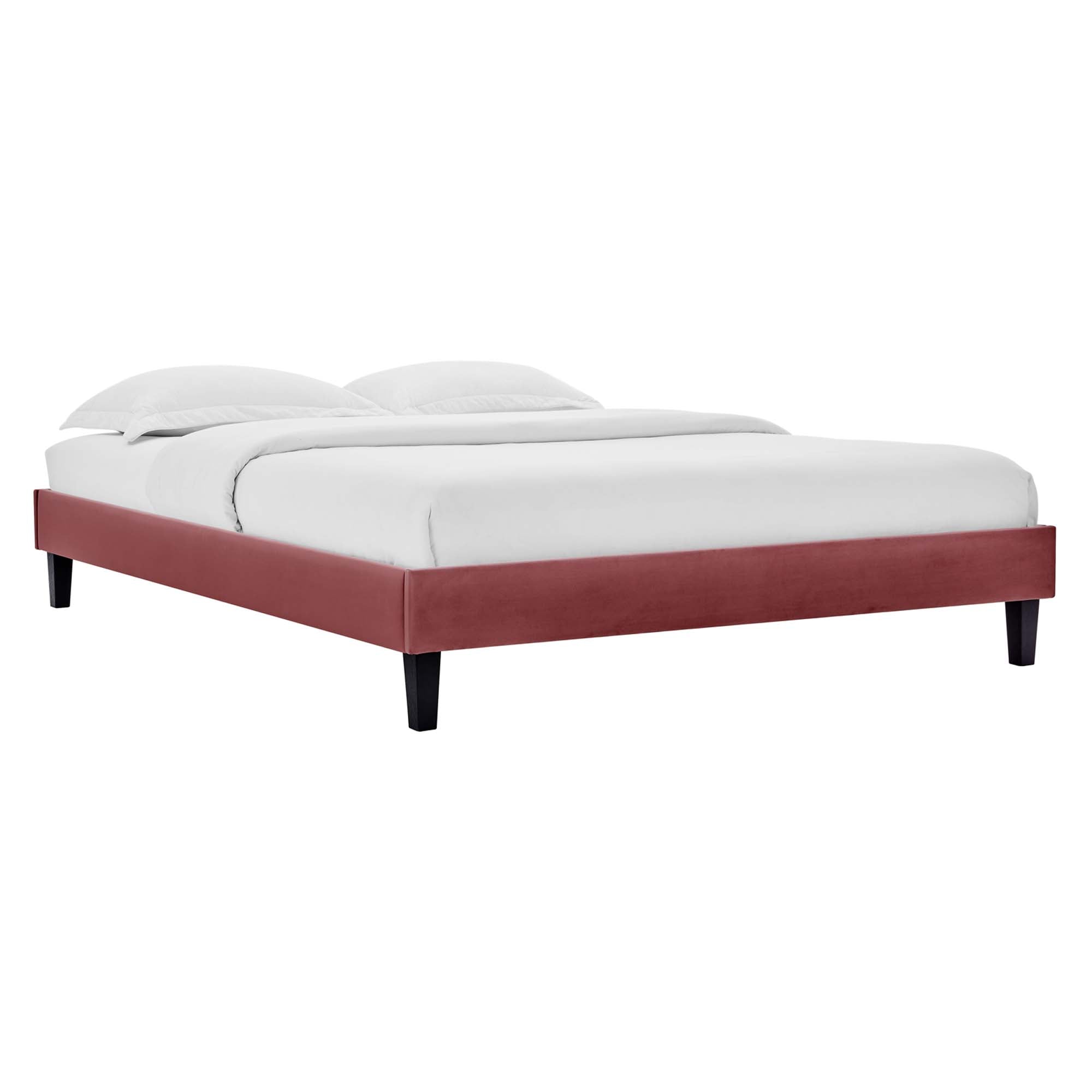 Reign Performance Velvet Twin Platform Bed Frame - Dusty Rose