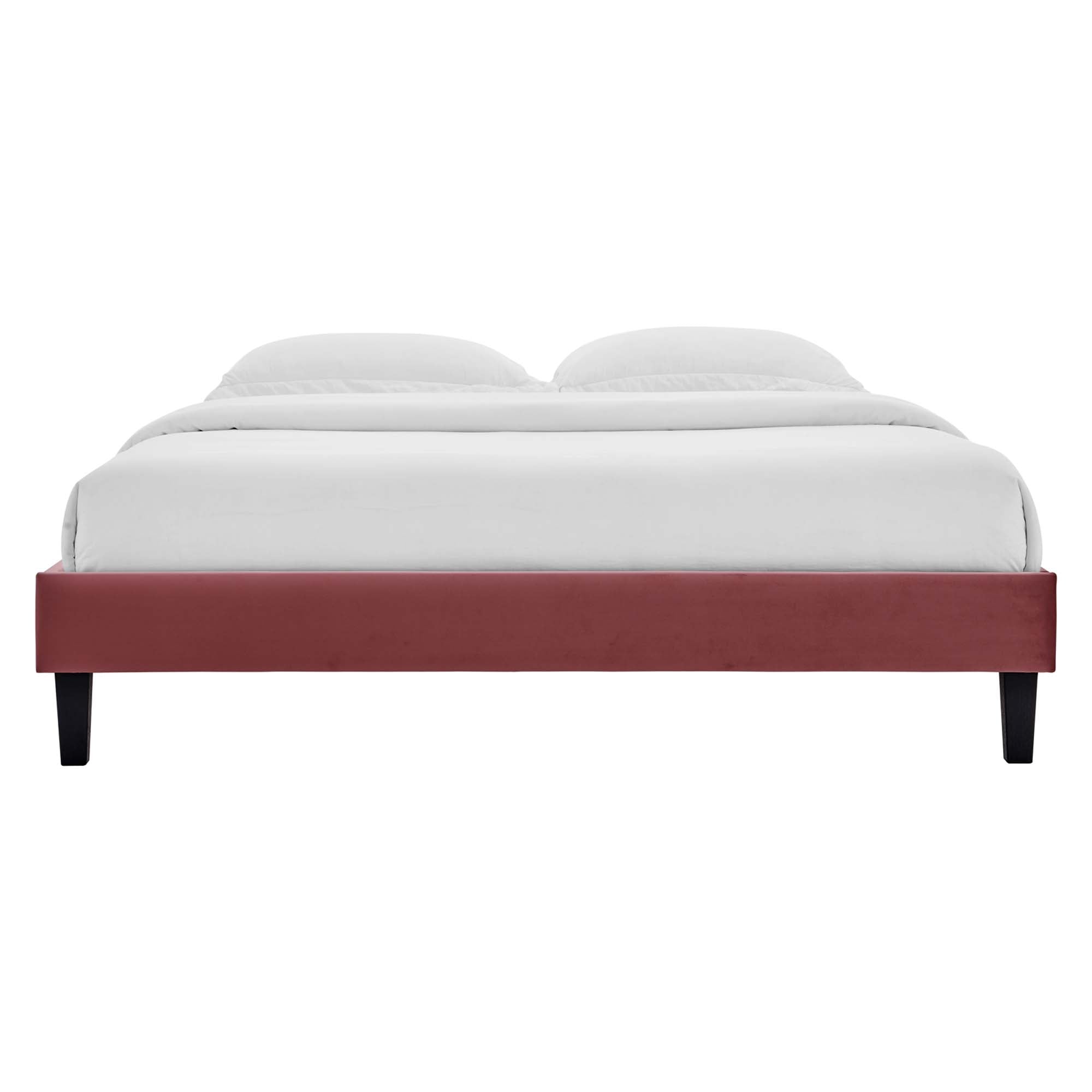 Reign Performance Velvet Twin Platform Bed Frame - Pink