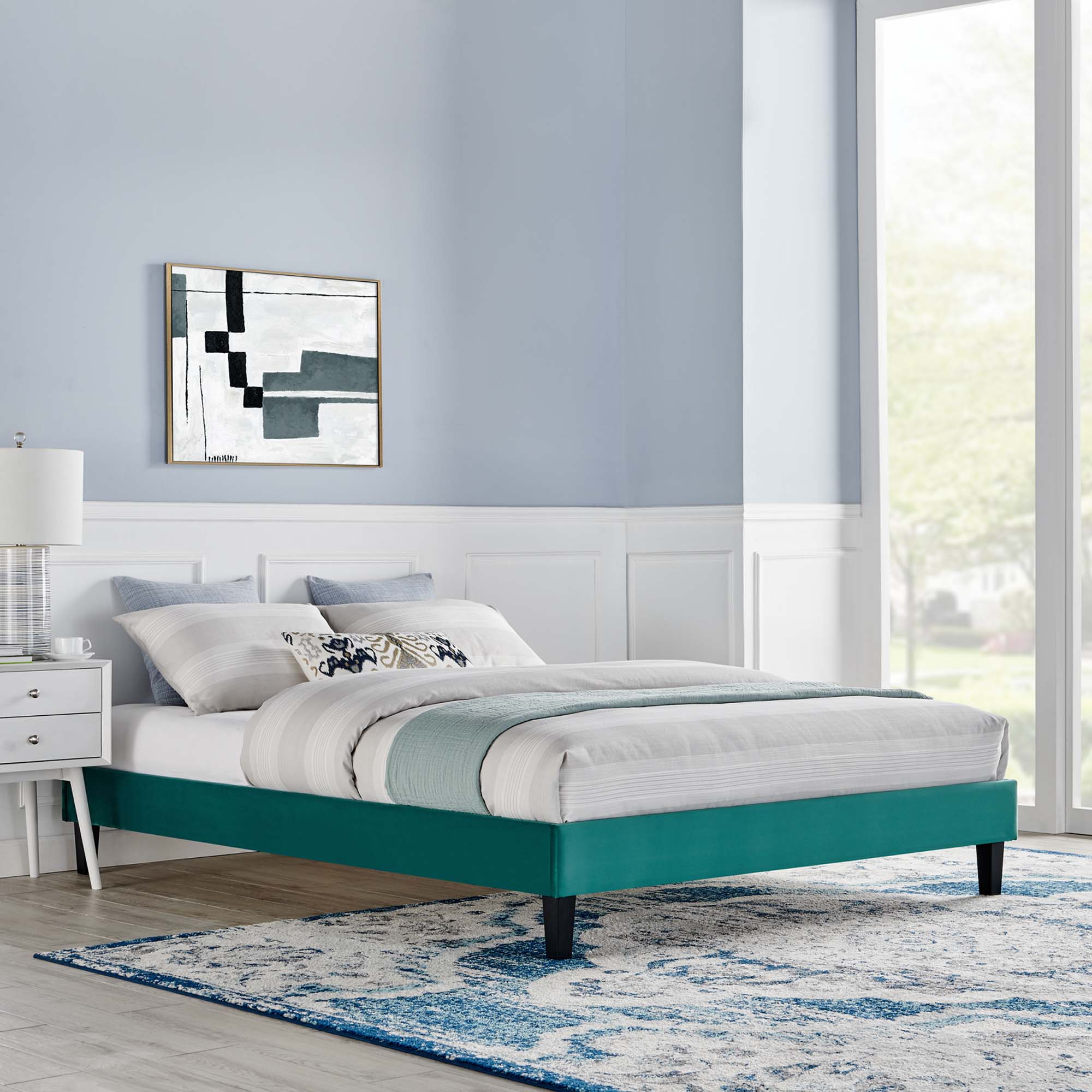 Reign Performance Velvet Full Platform Bed Frame