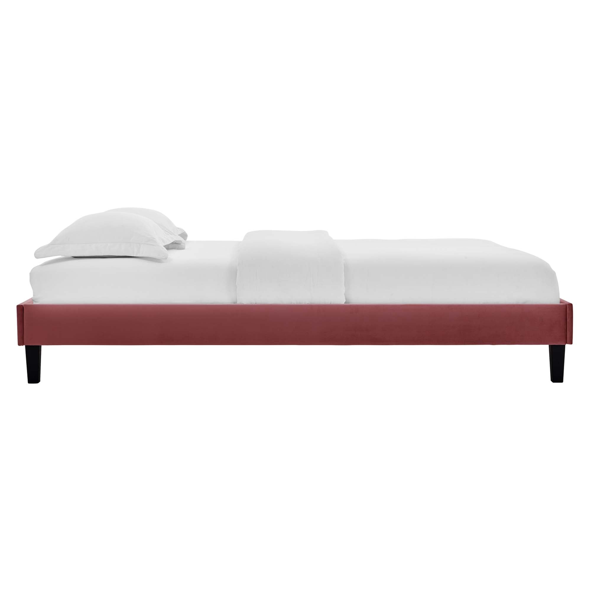 Reign Performance Velvet Platform Bed Frame - Light Gray
