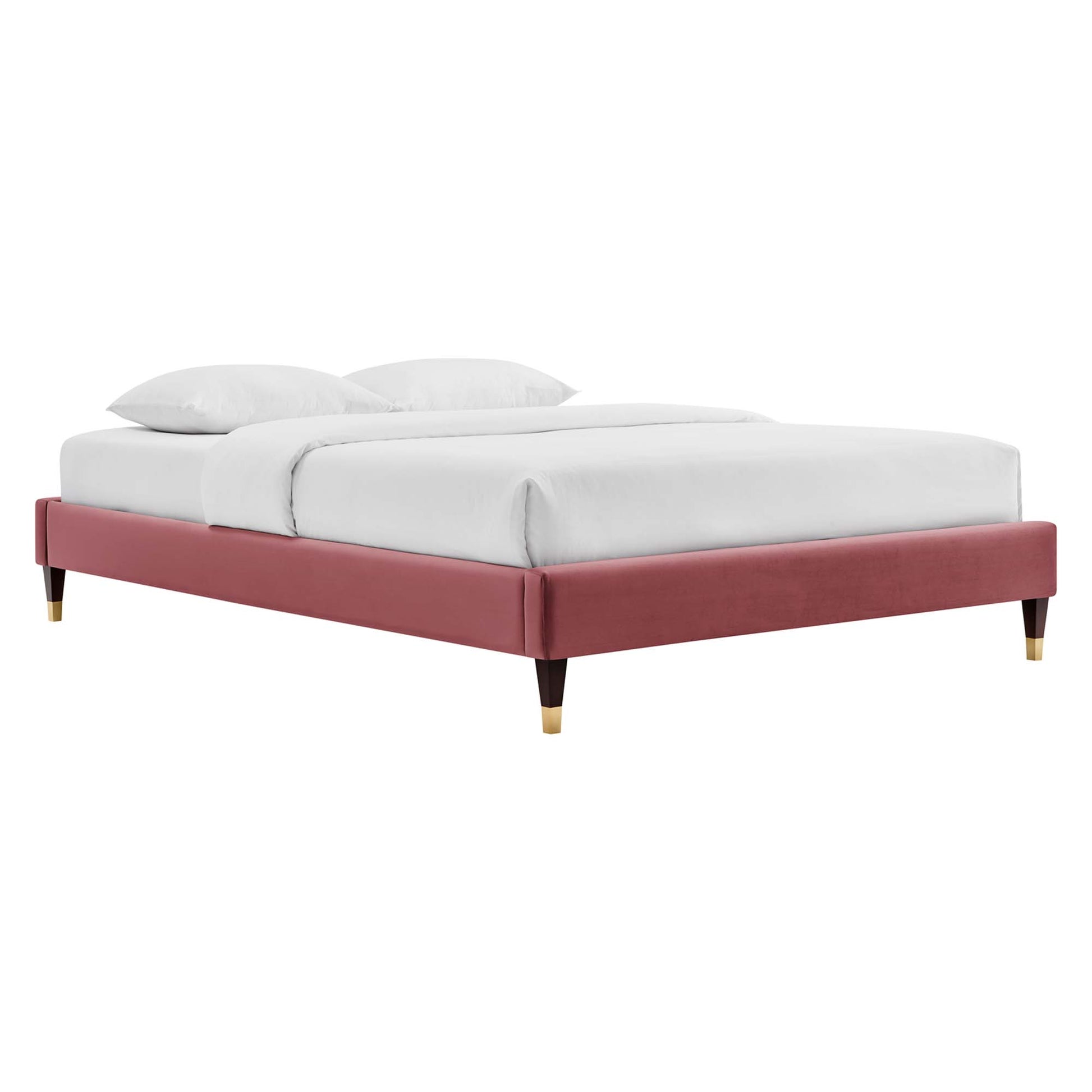 Harlow Performance Velvet Twin Platform Bed Frame - Dusty Rose