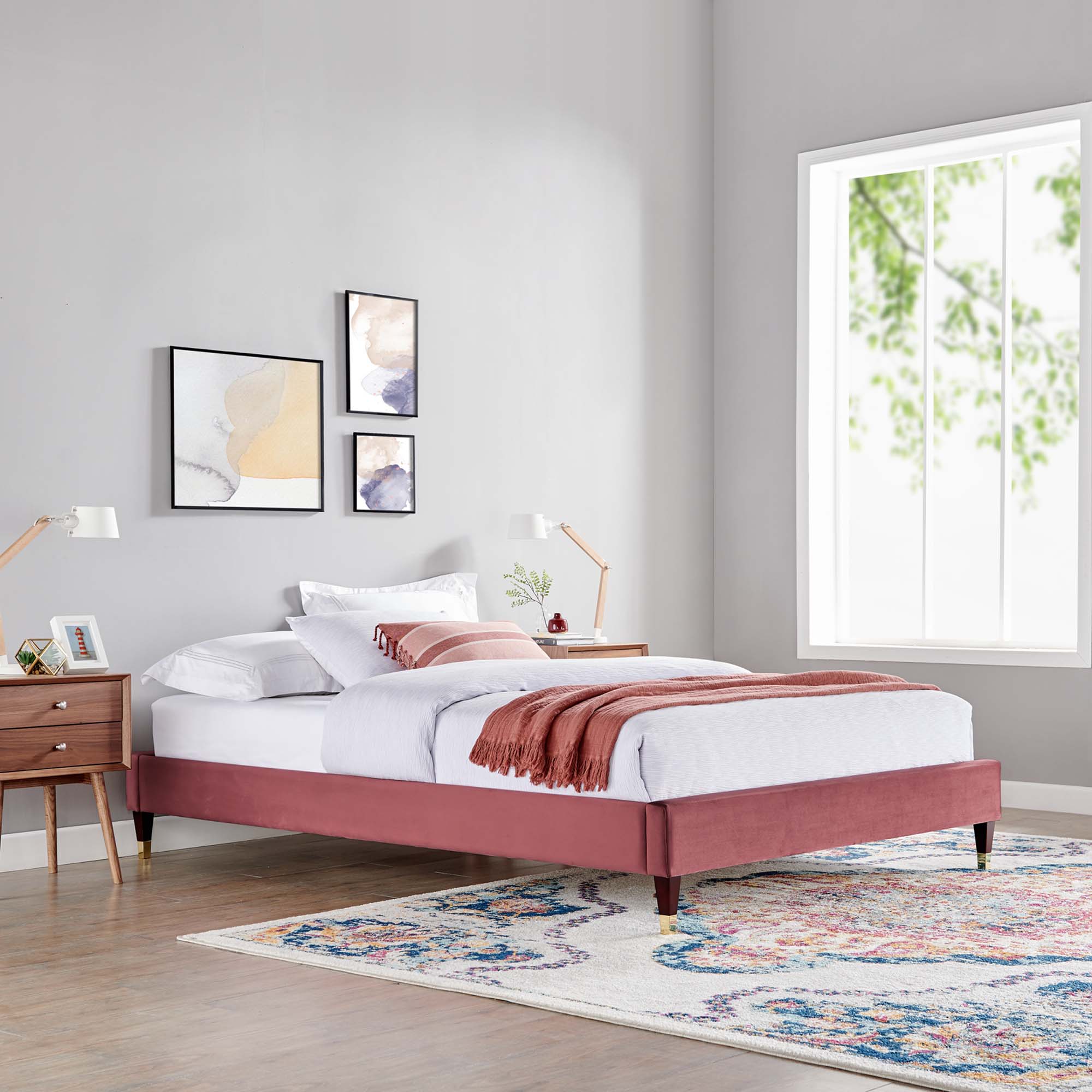 Harlow Performance Velvet Twin Platform Bed Frame