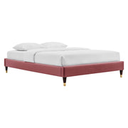 Harlow Performance Velvet Platform Bed Frame - Dusty Rose