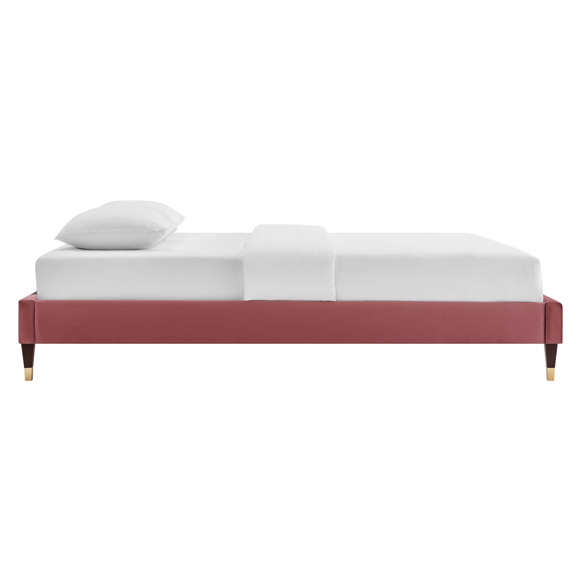 Harlow Performance Velvet Platform Bed Frame - White