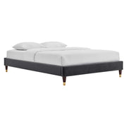 Harlow Performance Velvet King Platform Bed Frame - Charcoal