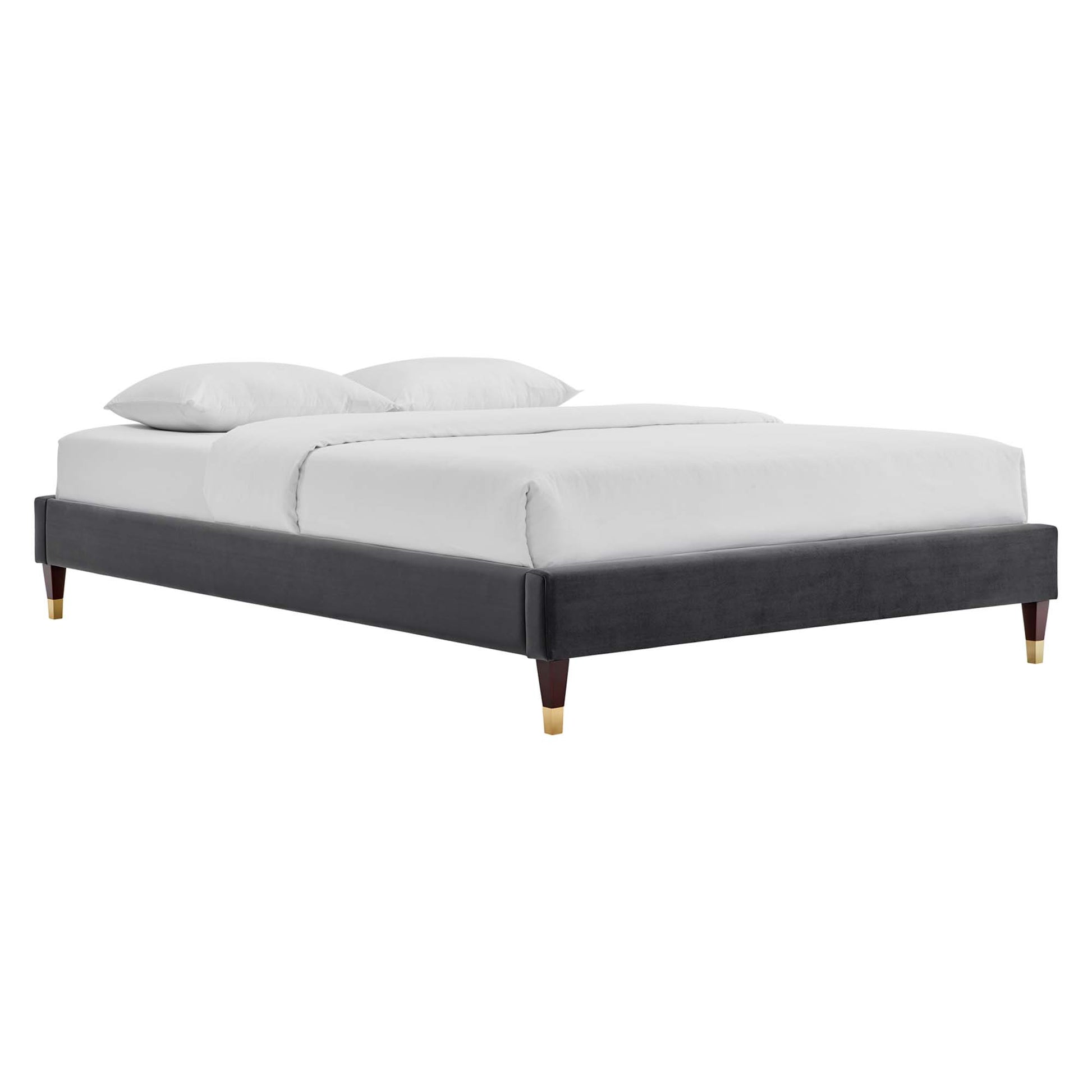 Harlow Performance Velvet King Platform Bed Frame - Charcoal