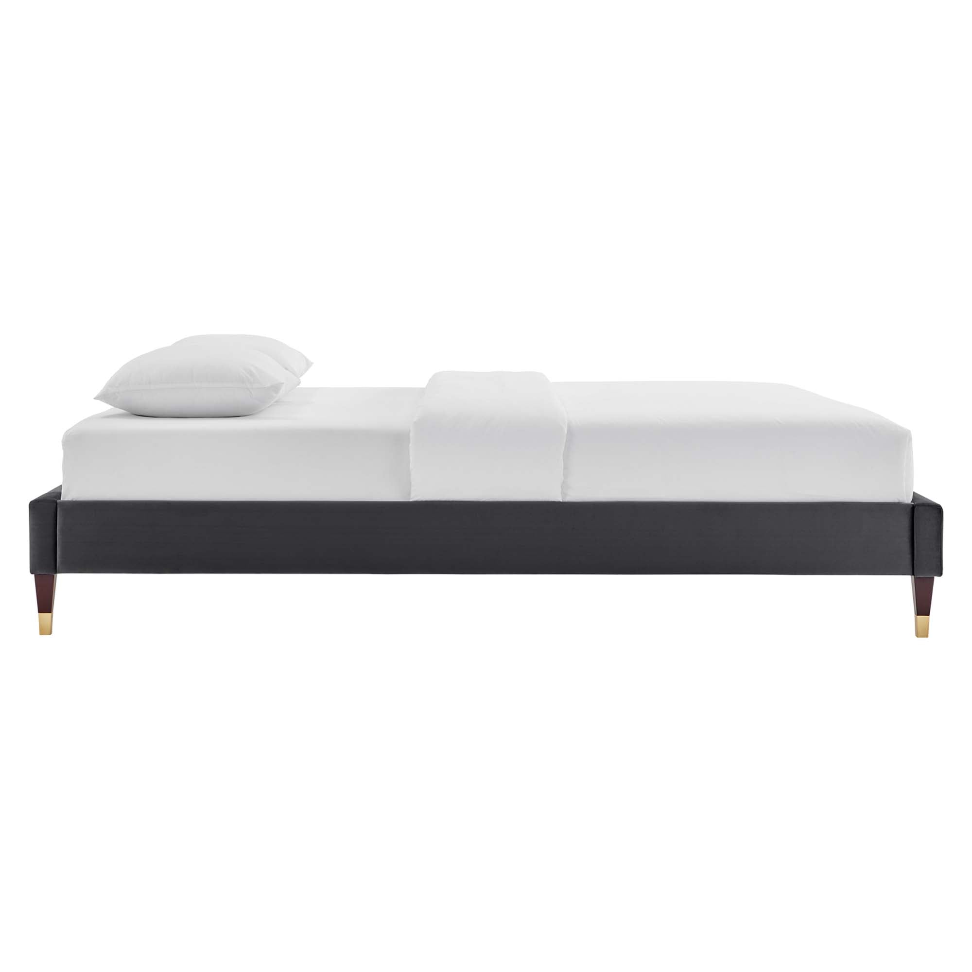 Harlow Performance Velvet King Platform Bed Frame - White