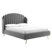 Lana Performance Velvet Queen Wingback Platform Bed - Gray