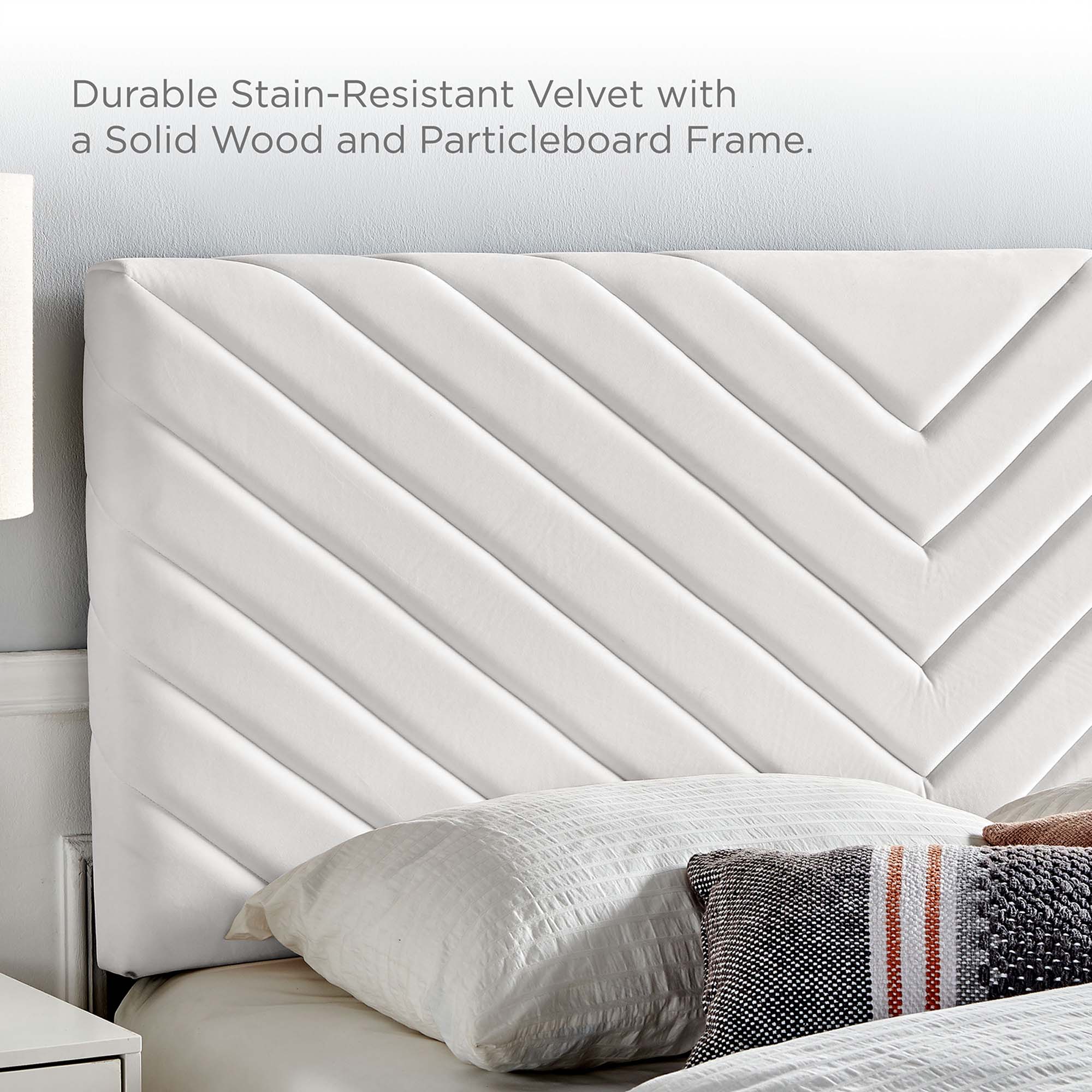 Roxanne Performance Velvet Platform Bed With Black Wood Legs