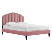 Daisy Performance Velvet Platform Bed With Black Wood Legs - Dusty Rose