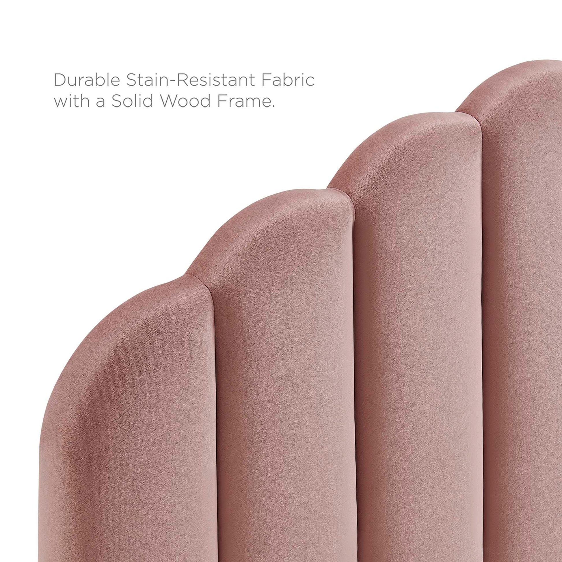 Daisy Performance Velvet Platform Bed With Black Wood Legs - Pink
