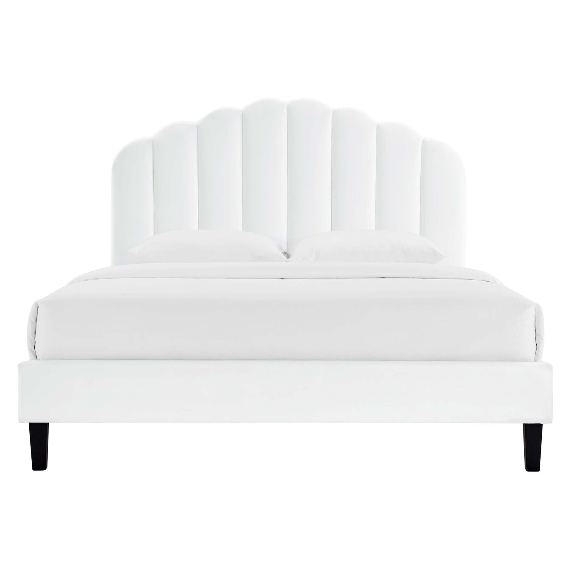 Daisy Performance Velvet Platform Bed With Black Wood Legs