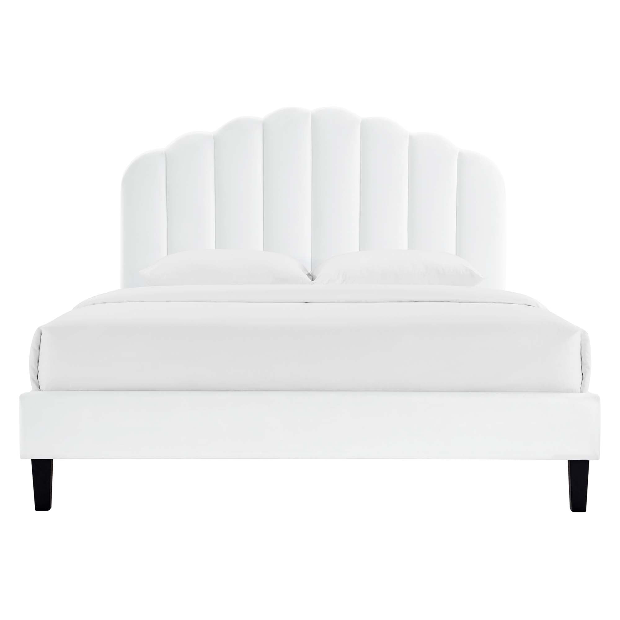 Daisy Performance Velvet Platform Bed With Black Wood Legs