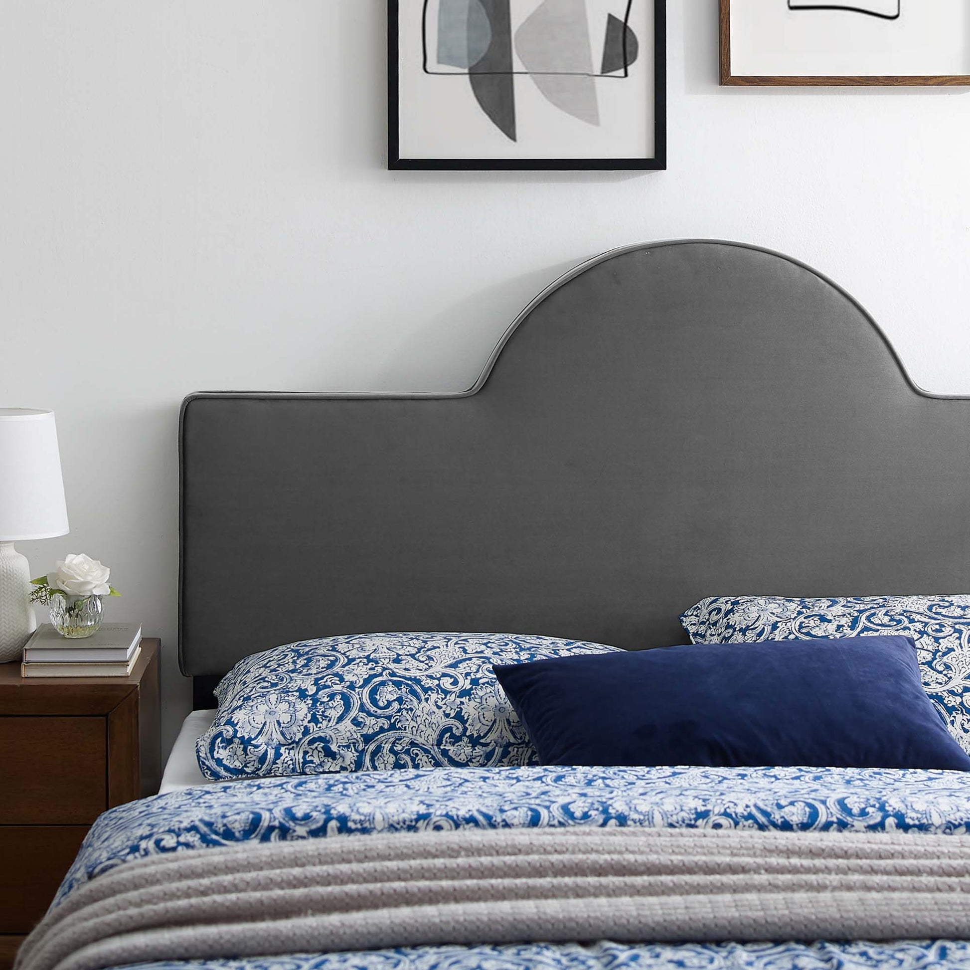 Dawn Performance Velvet King/California King Headboard - Navy