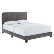 Celine Channel Tufted Performance Velvet King Bed - Gray