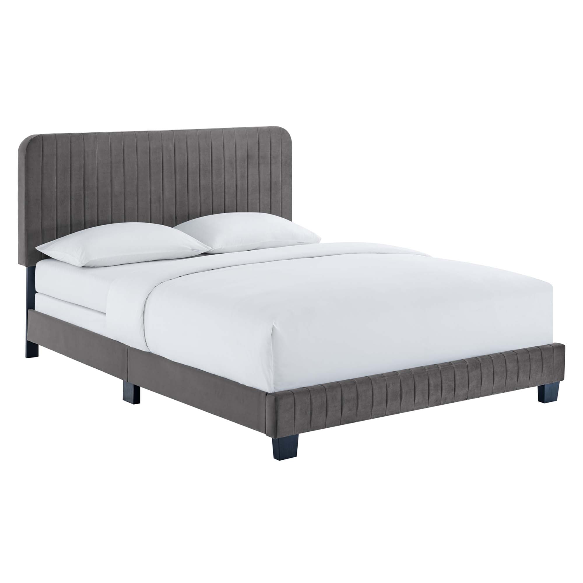 Celine Channel Tufted Performance Velvet King Bed - Gray