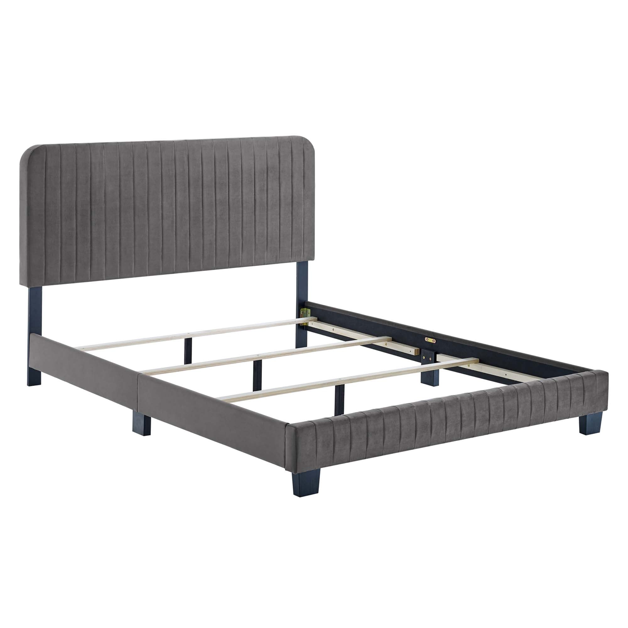 Celine Channel Tufted Performance Velvet King Bed - Navy