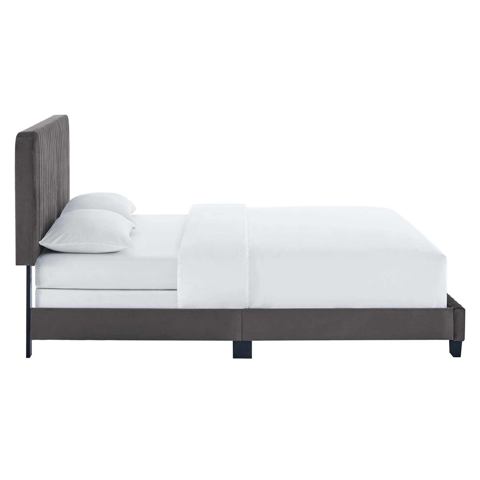 Celine Channel Tufted Performance Velvet King Bed - Teal