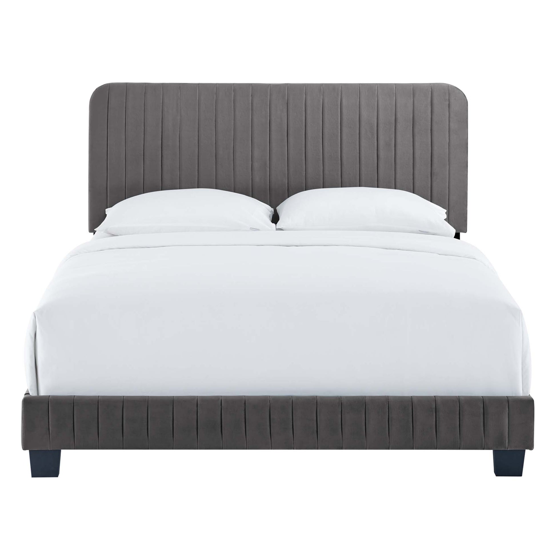 Celine Channel Tufted Performance Velvet King Bed - White