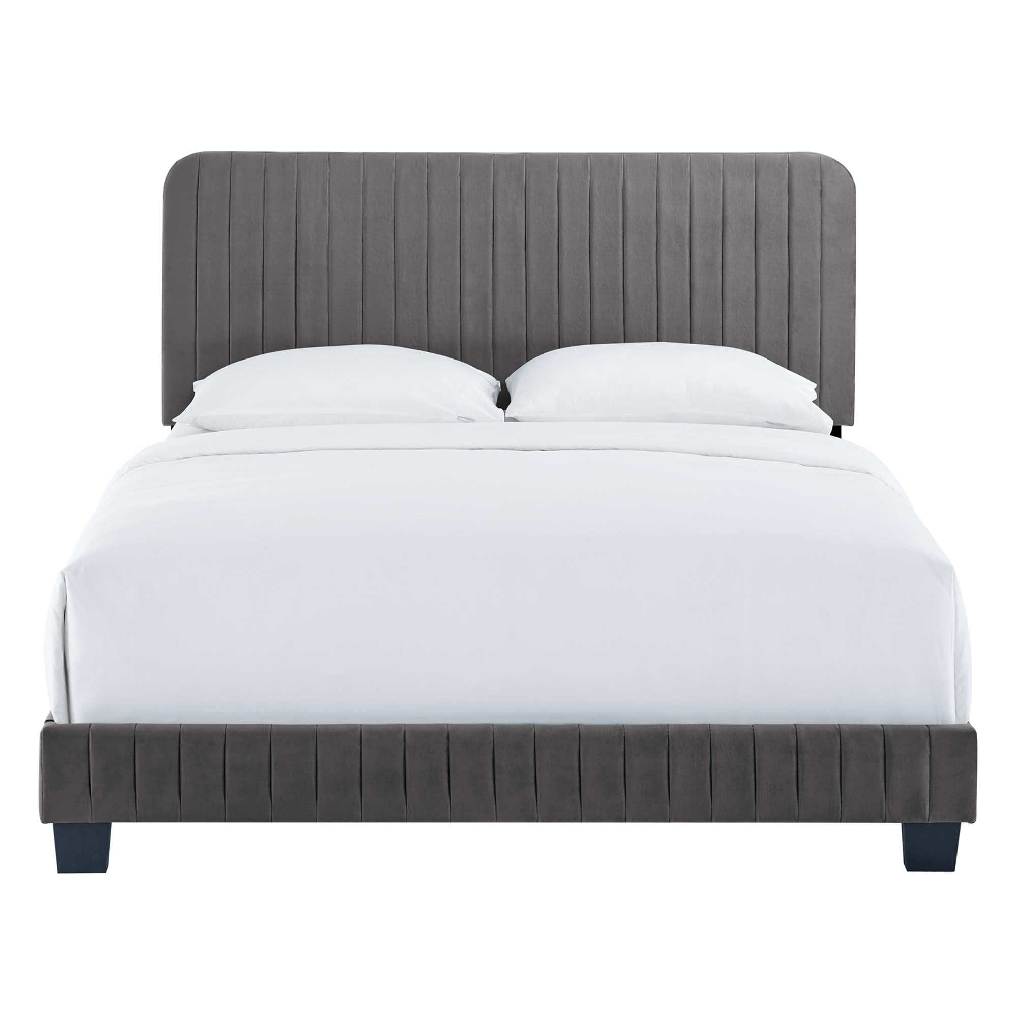 Celine Channel Tufted Performance Velvet King Bed - White