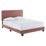 Celine Channel Tufted Performance Velvet Bed - Dusty Rose