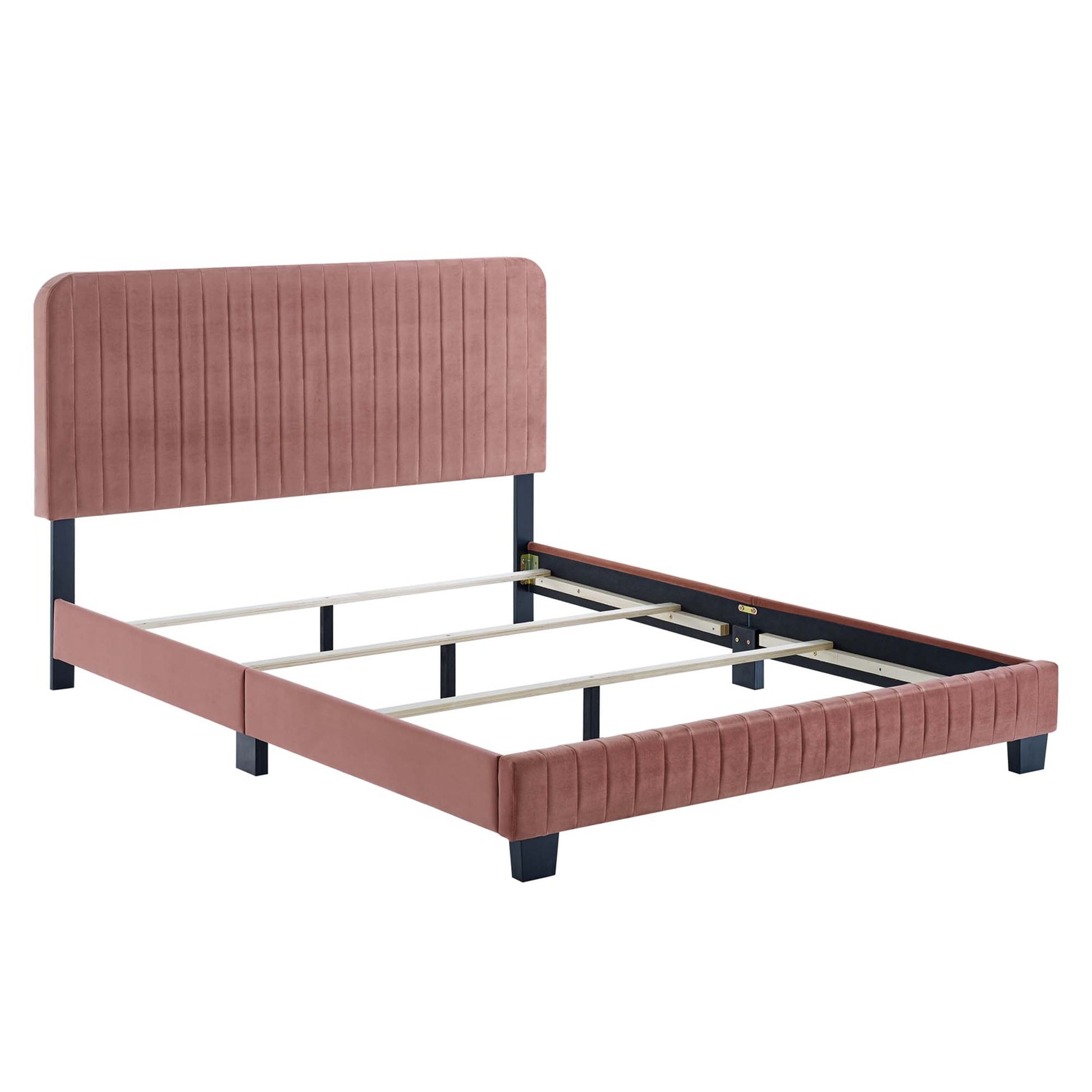 Celine Channel Tufted Performance Velvet Bed - Emerald
