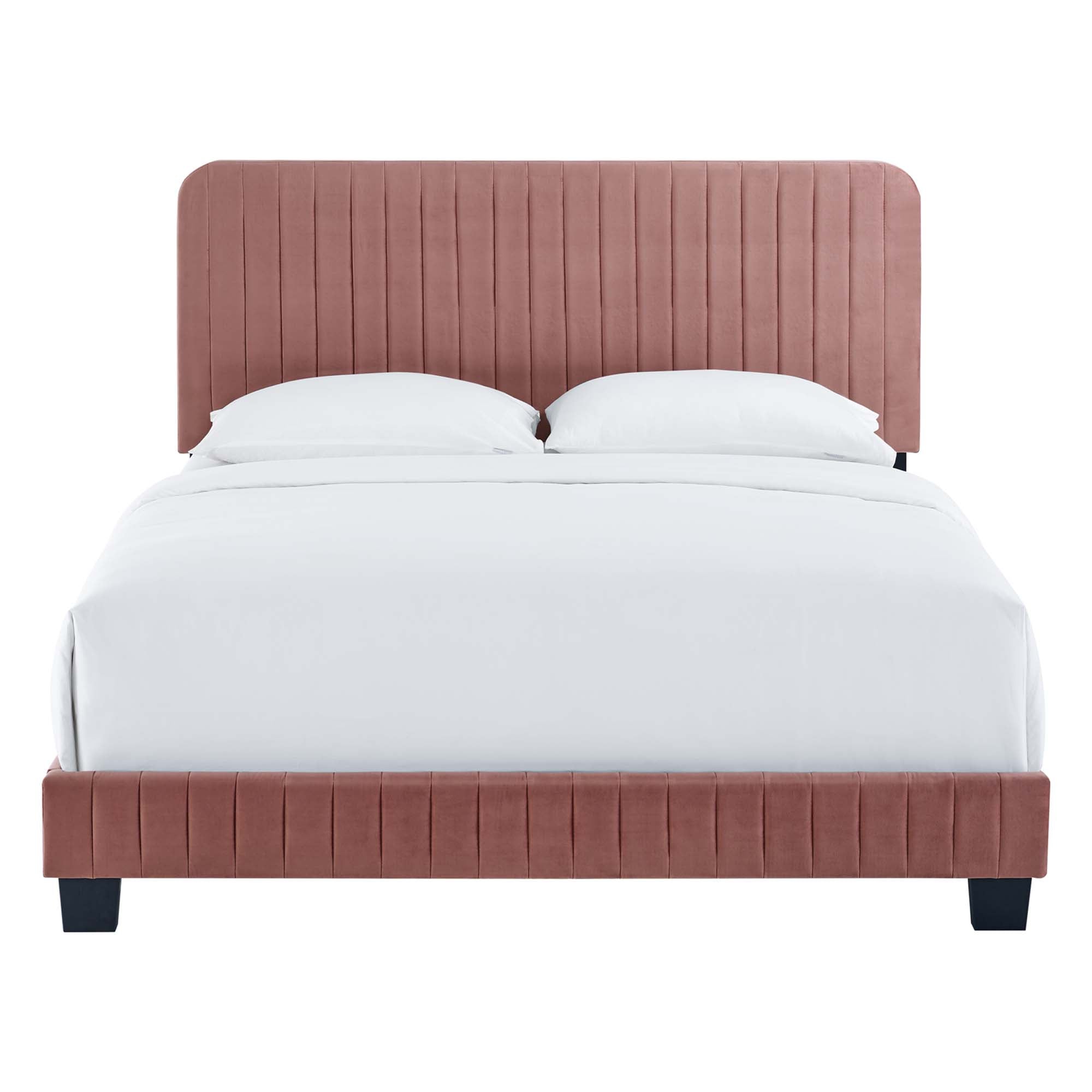Celine Channel Tufted Performance Velvet Bed - Pink