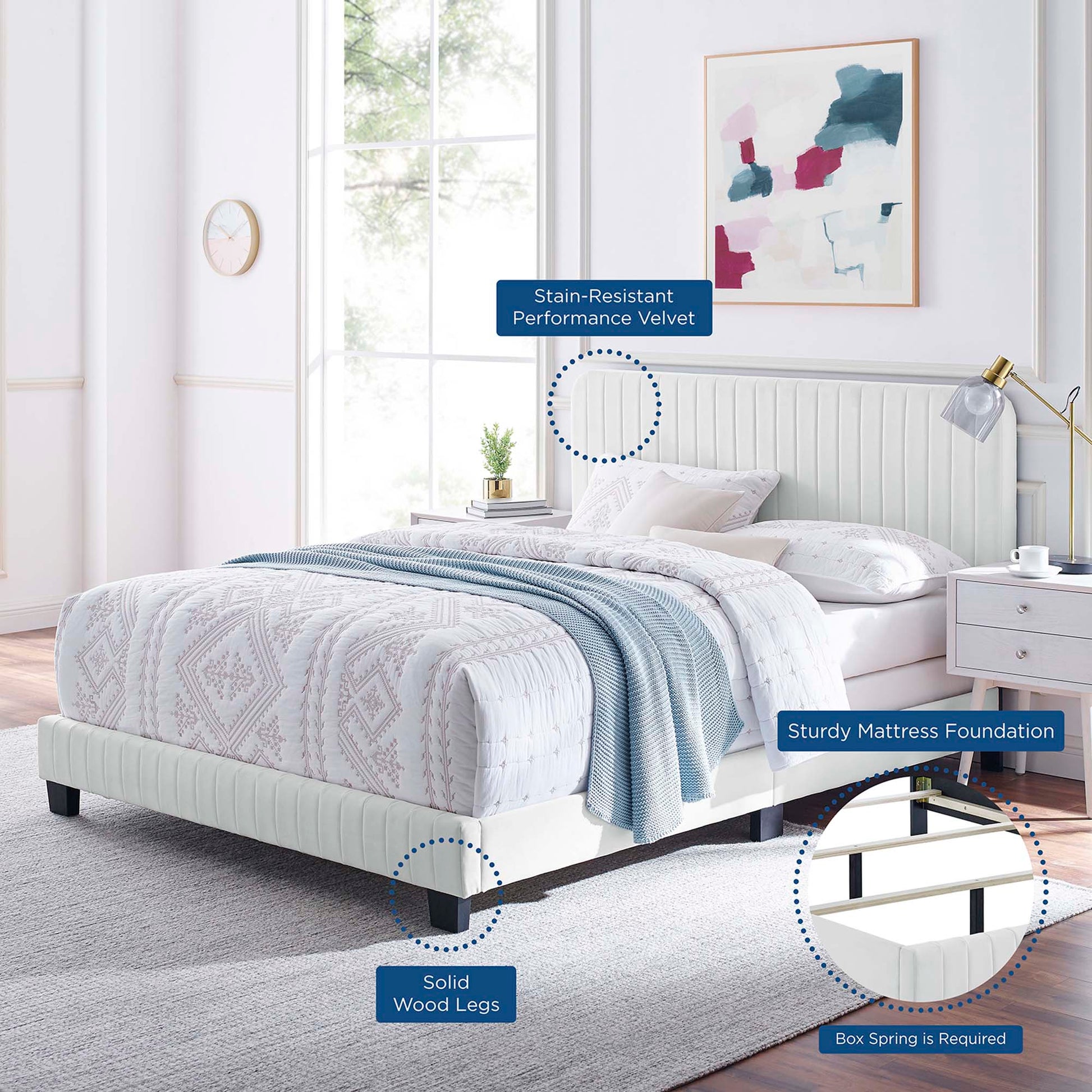 Celine Channel Tufted Performance Velvet Bed