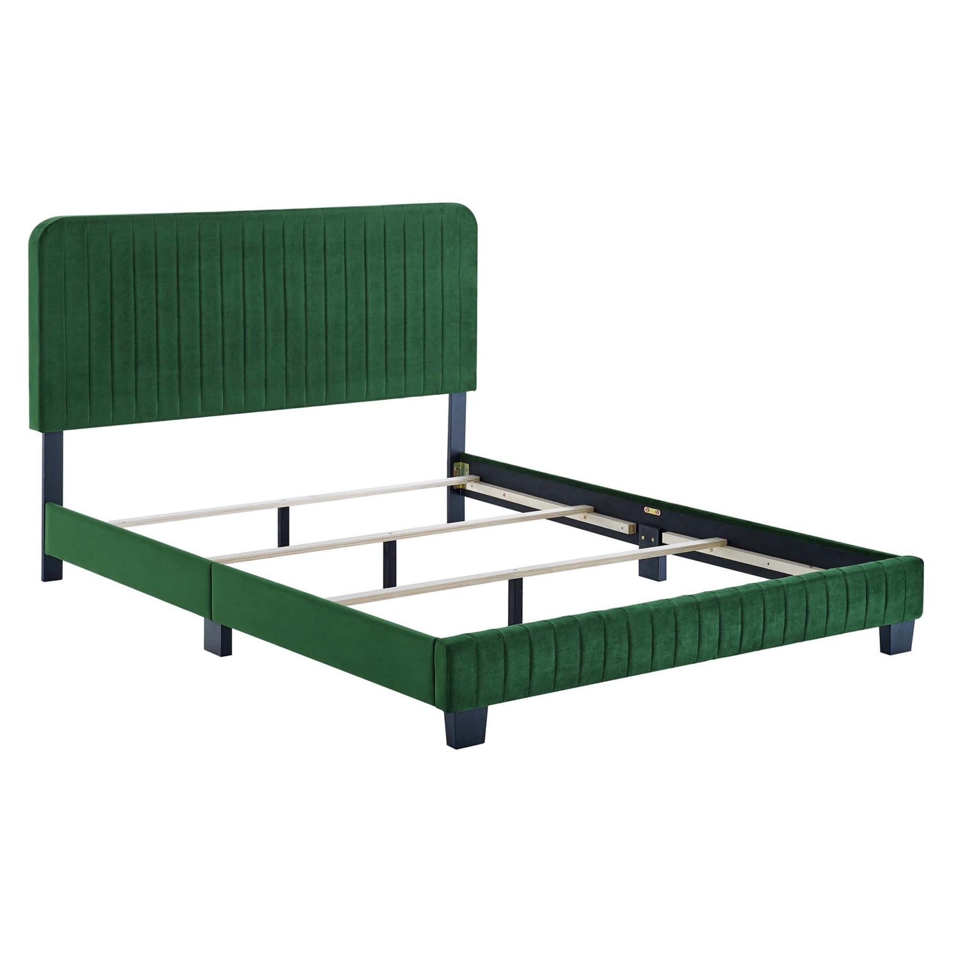 Celine Channel Tufted Performance Velvet Full Bed - Light Gray