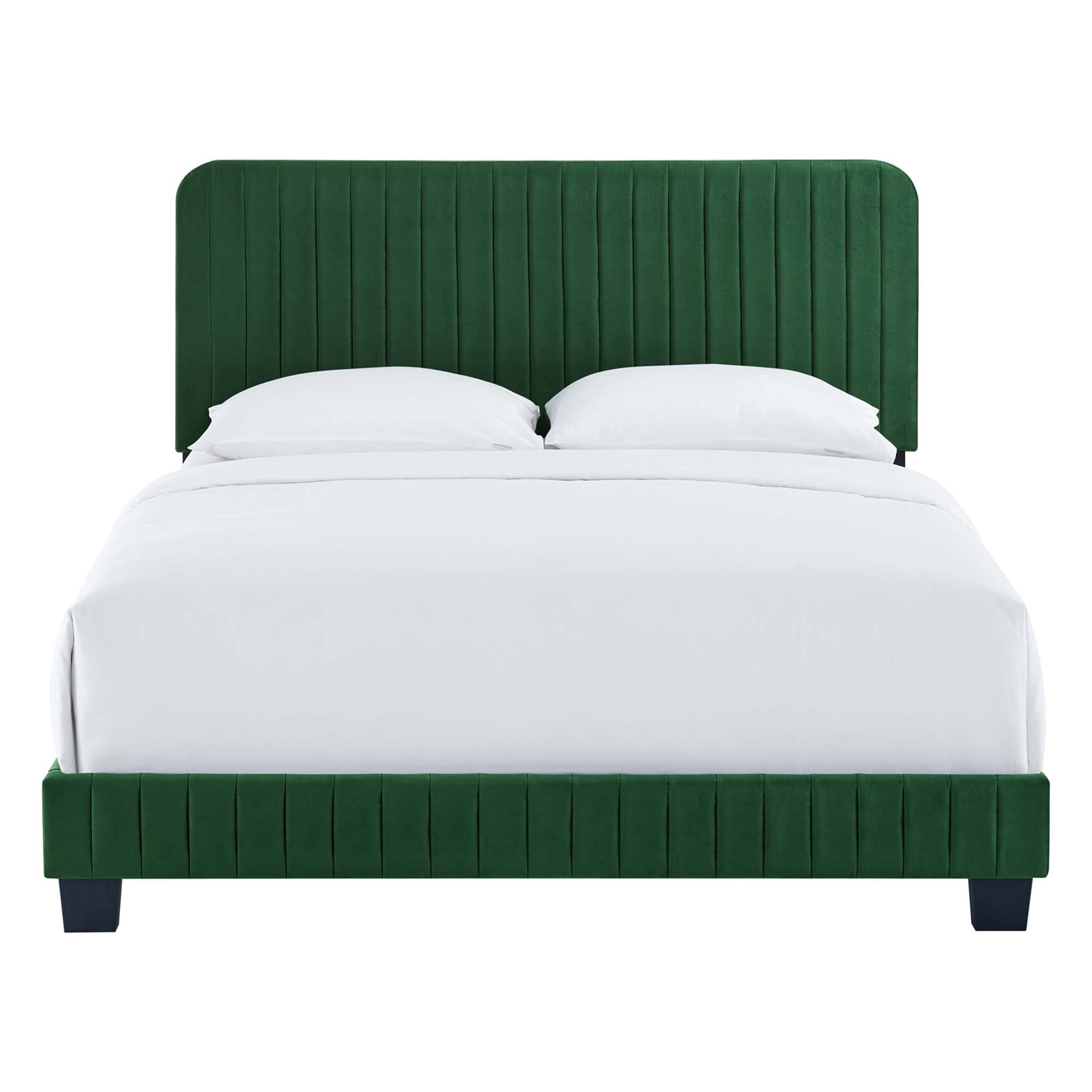 Celine Channel Tufted Performance Velvet Full Bed - Teal