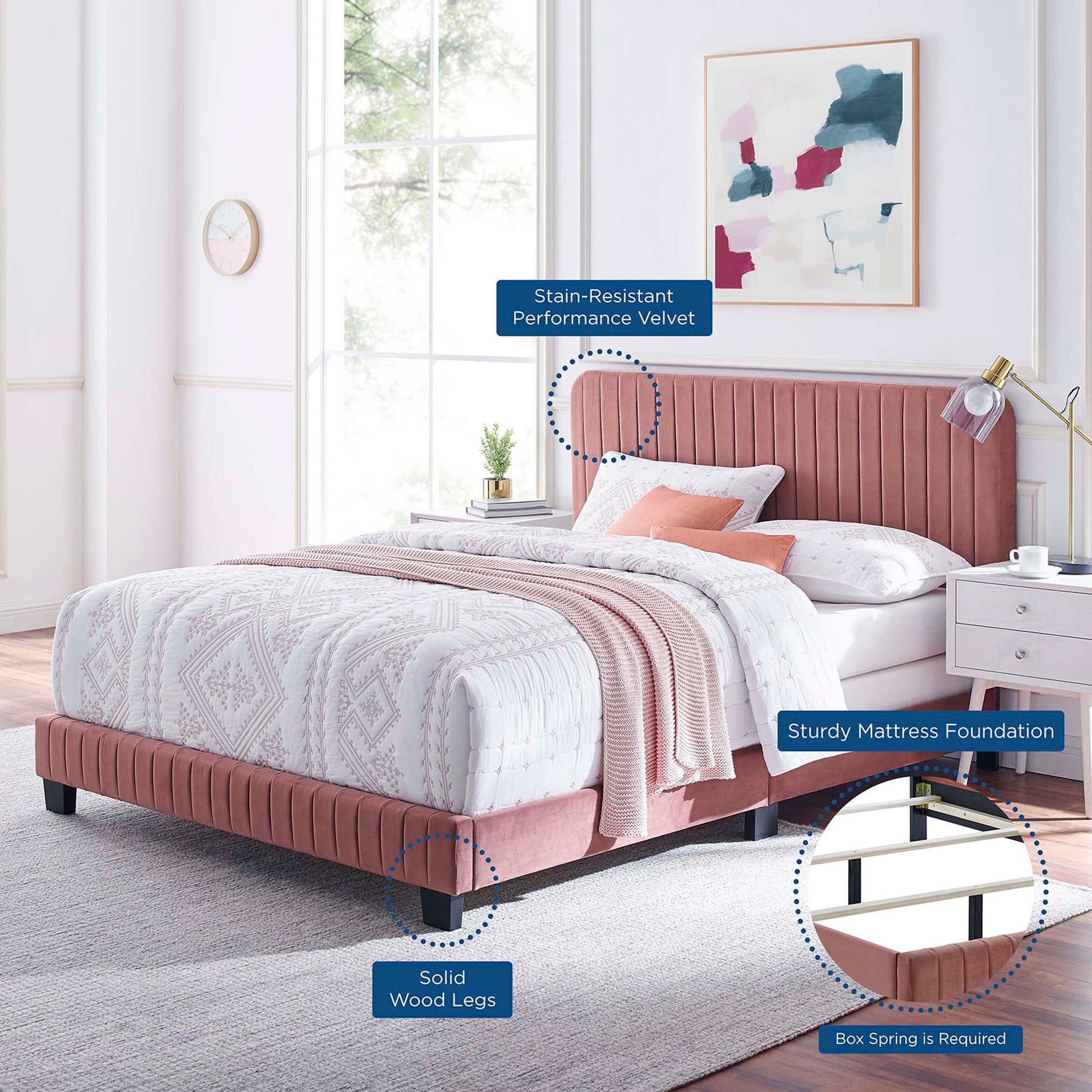 Celine Channel Tufted Performance Velvet Twin Bed