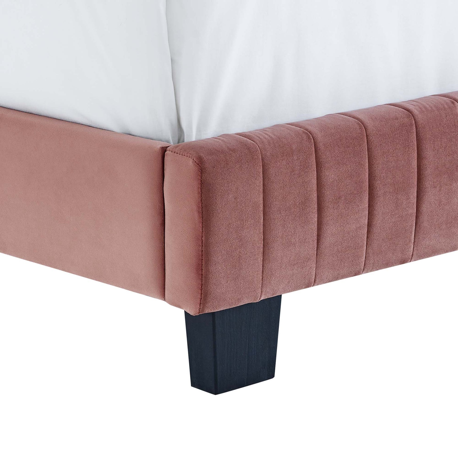 Celine Channel Tufted Performance Velvet King Platform Bed - Pink