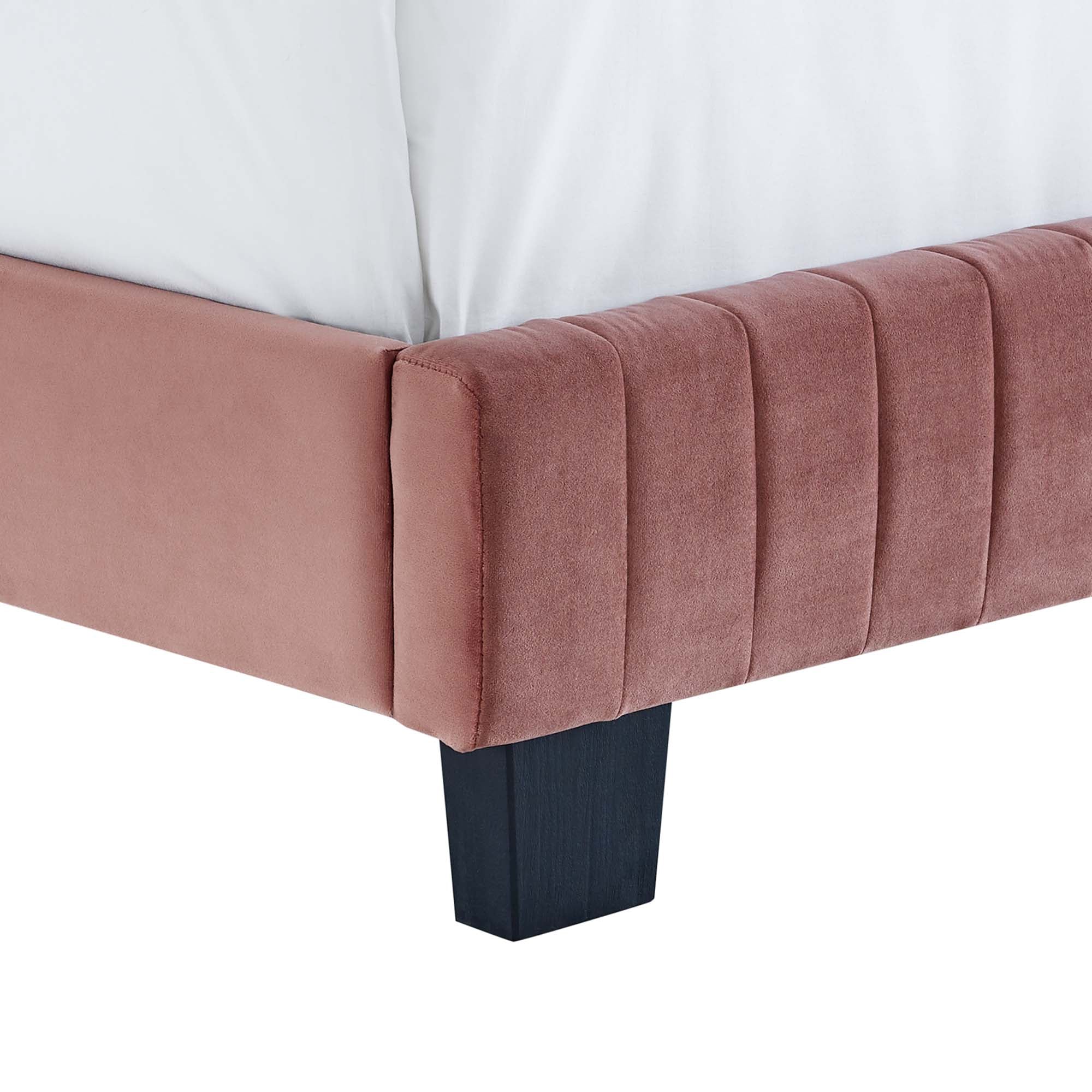 Celine Channel Tufted Performance Velvet King Platform Bed - Pink