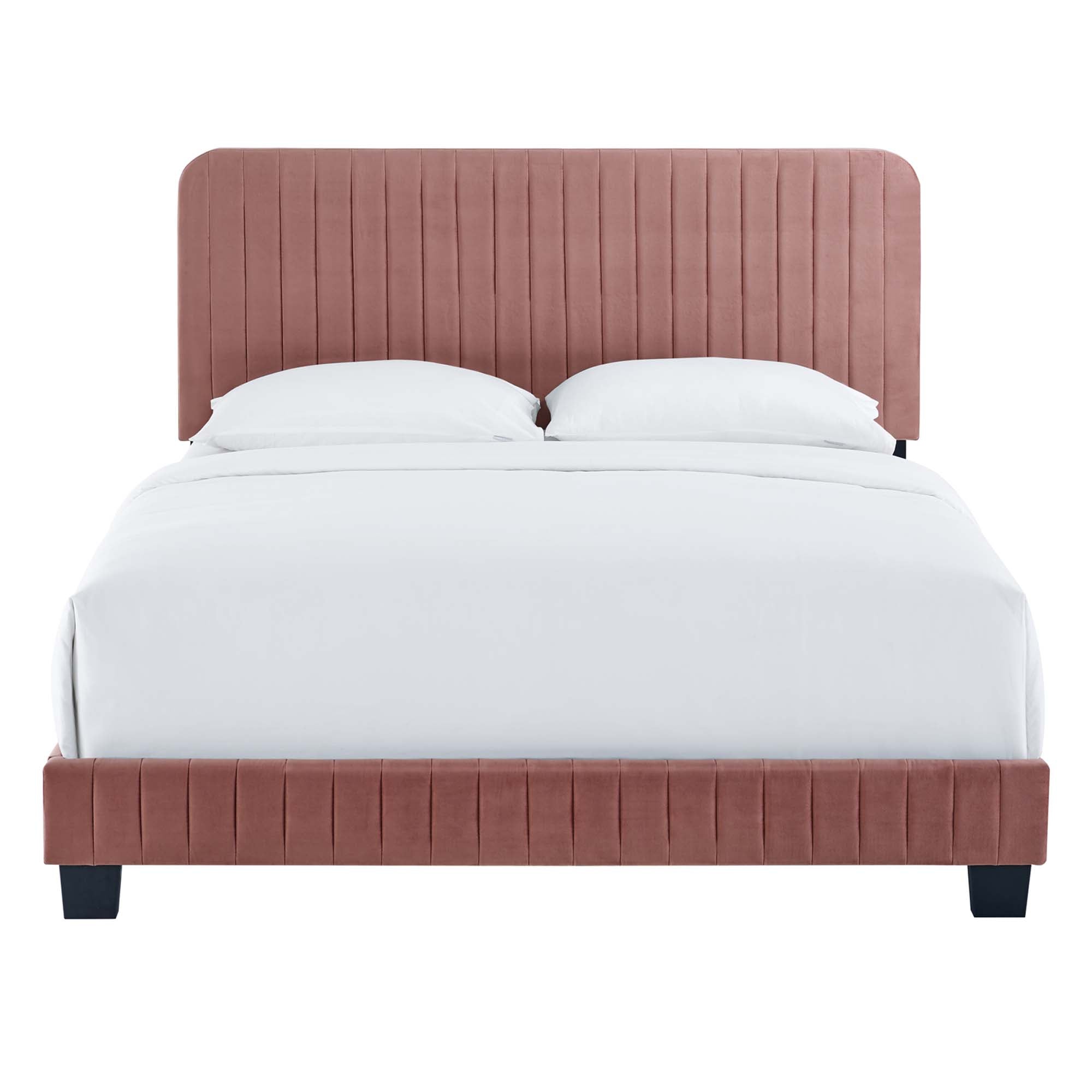 Celine Channel Tufted Performance Velvet Full Platform Bed - Navy