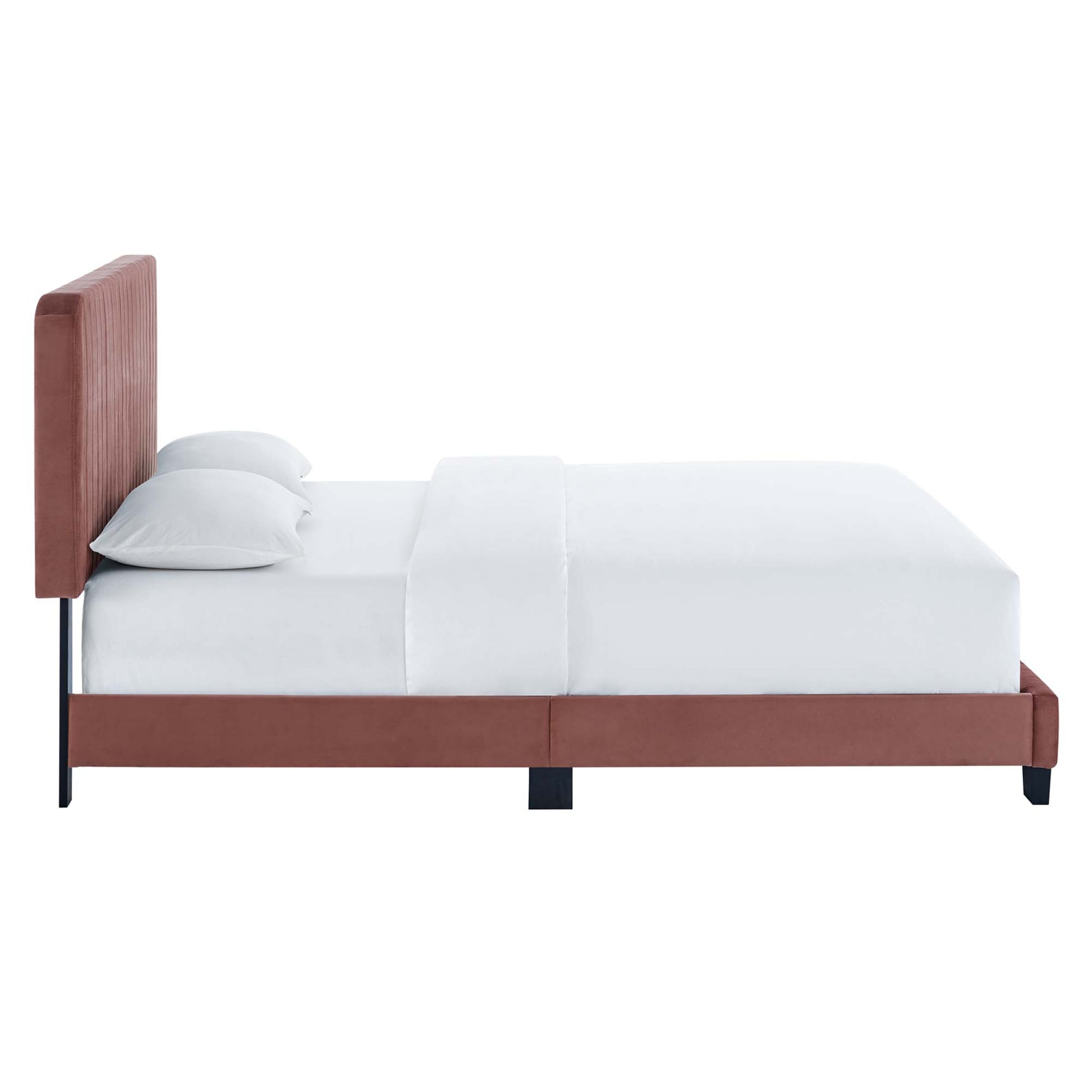 Celine Channel Tufted Performance Velvet Twin Platform Bed - Light Gray