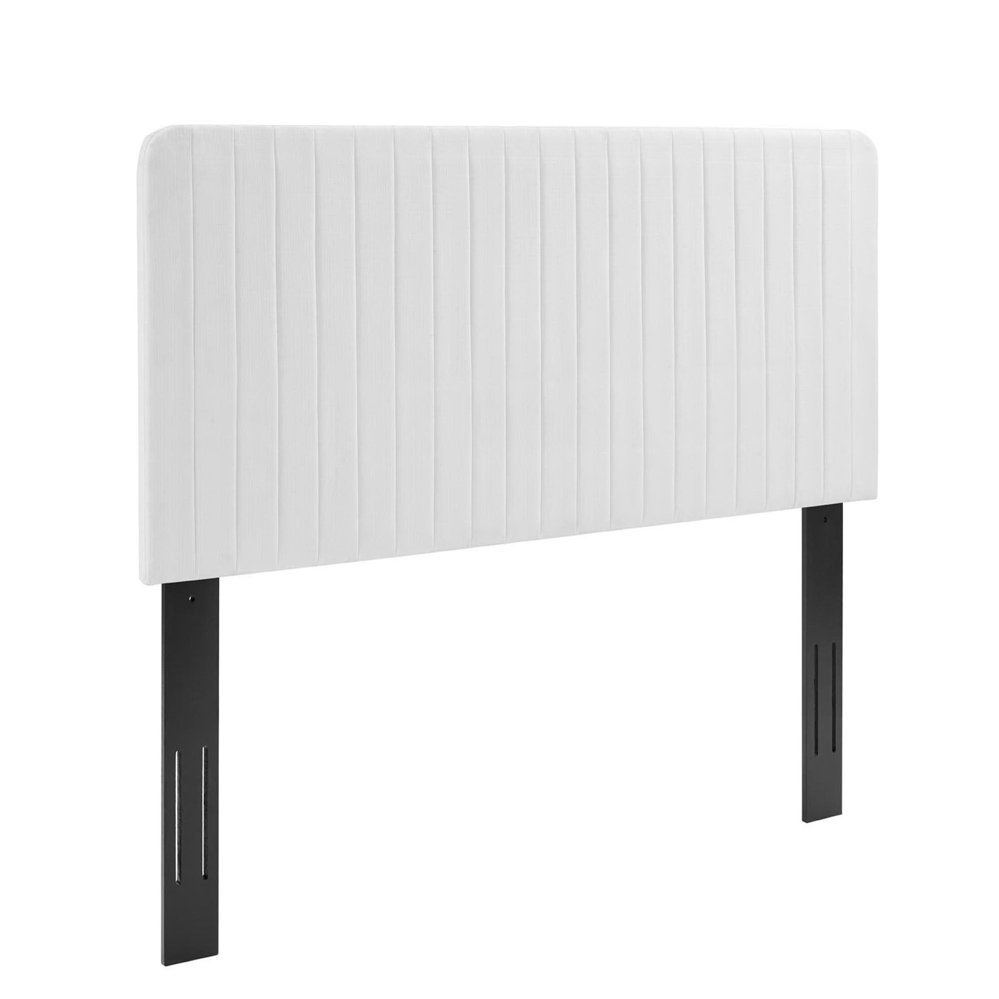 Milenna Channel Tufted Upholstered Fabric Headboard - White