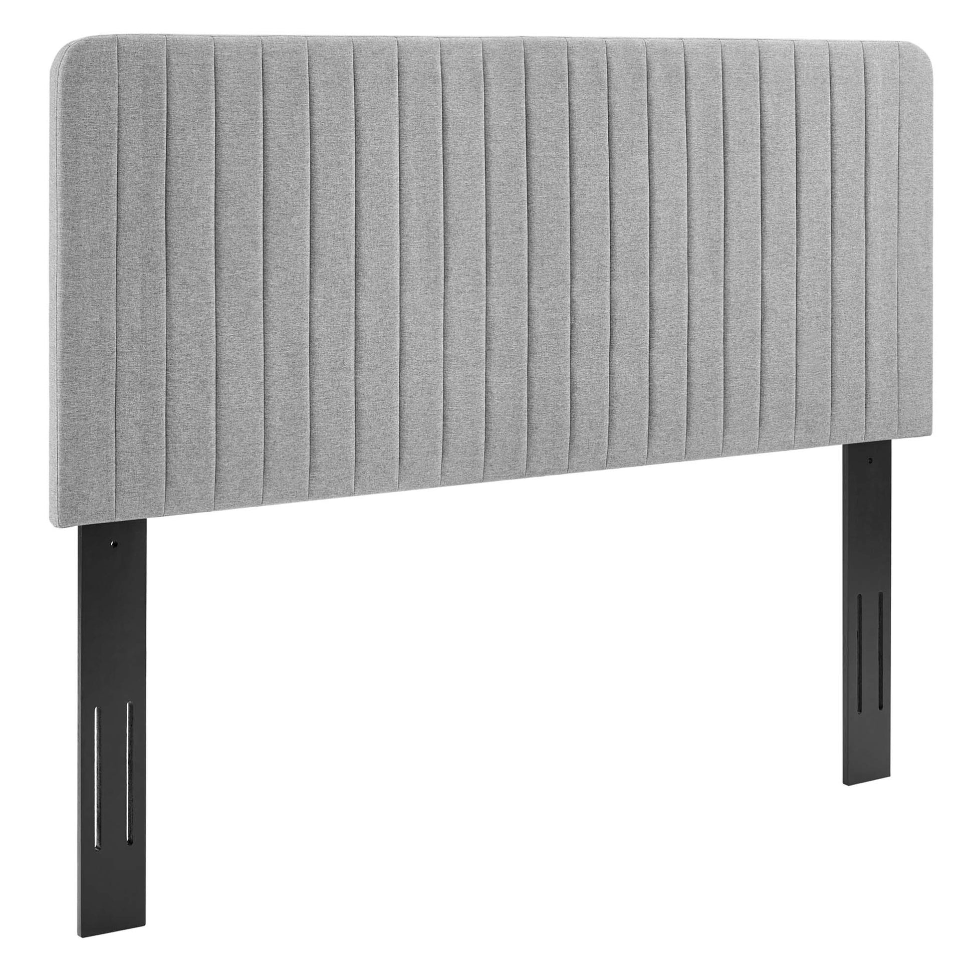 Milenna Channel Tufted Upholstered Fabric King/California King Headboard - Light Gray