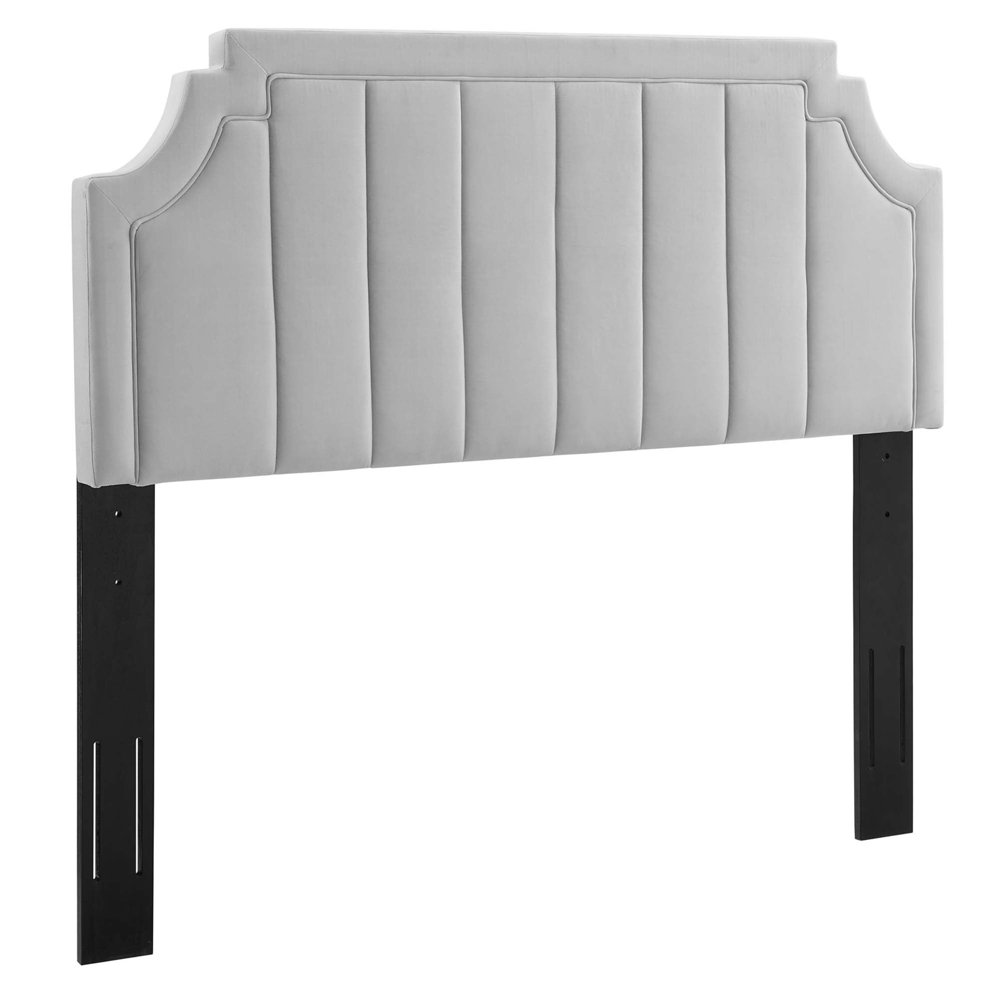 Alyona Channel Tufted Performance Velvet Headboard - Light Gray