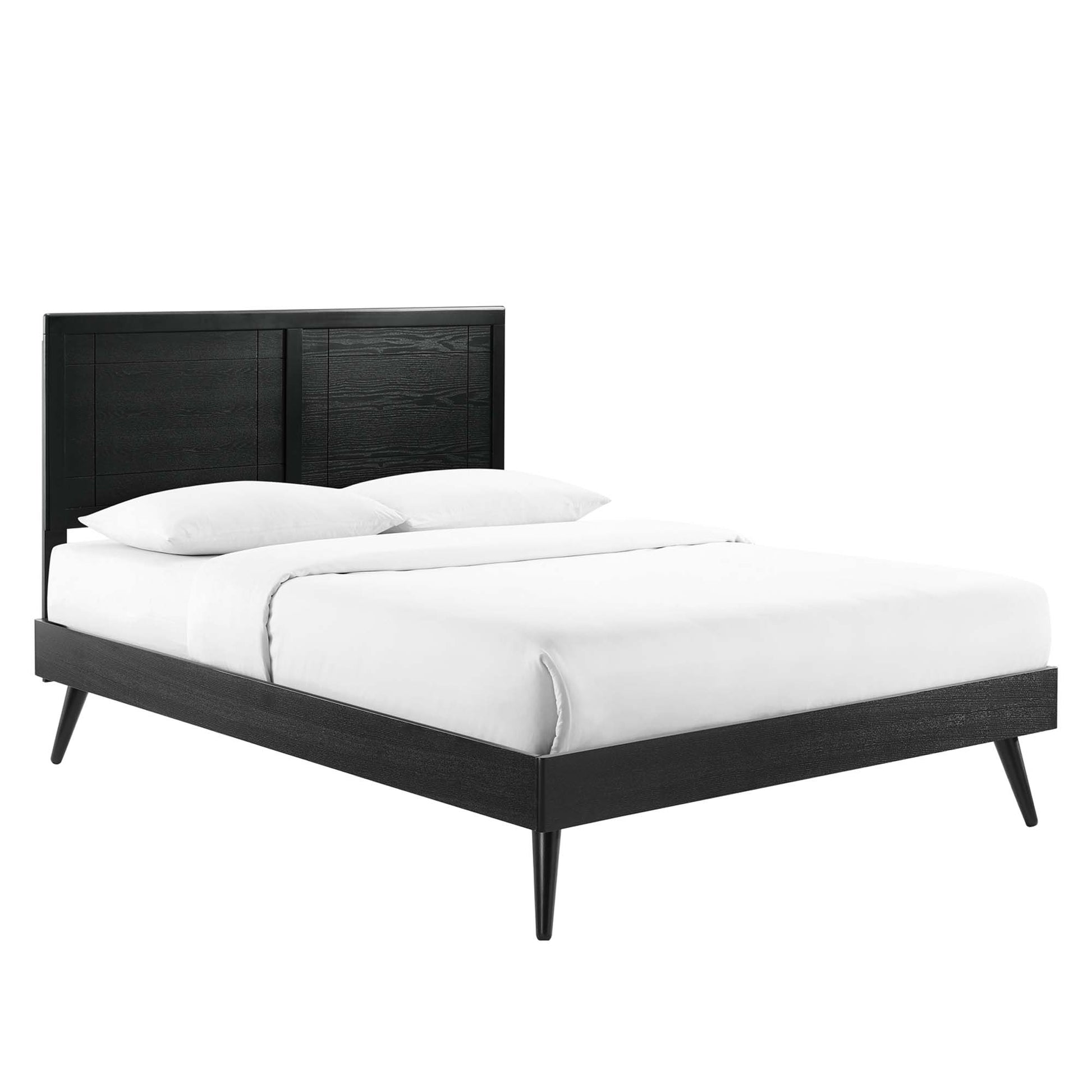 Marlee Wood Platform Bed With Splayed Legs - Black