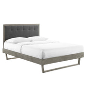 Willow Wood Platform Bed With Angular Frame - Gray Charcoal