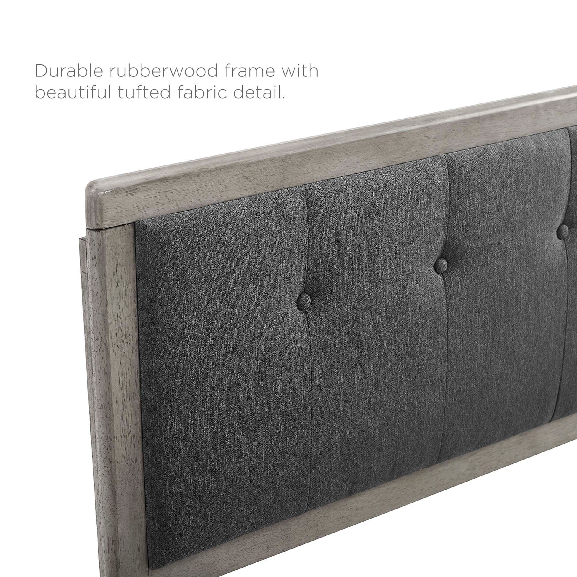 Willow Wood Platform Bed With Angular Frame - Walnut Beige
